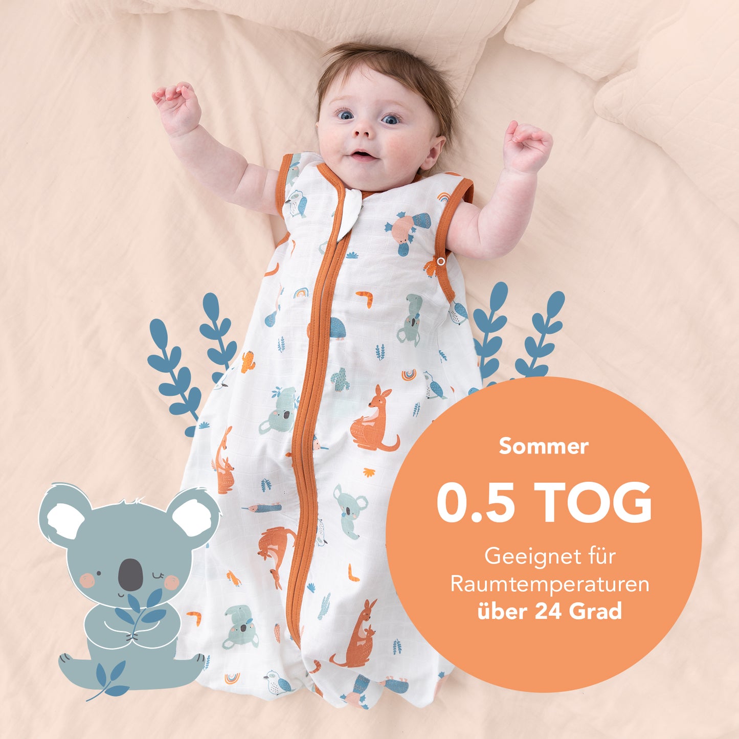Musselin Babyschlafsack, 0.5 TOG