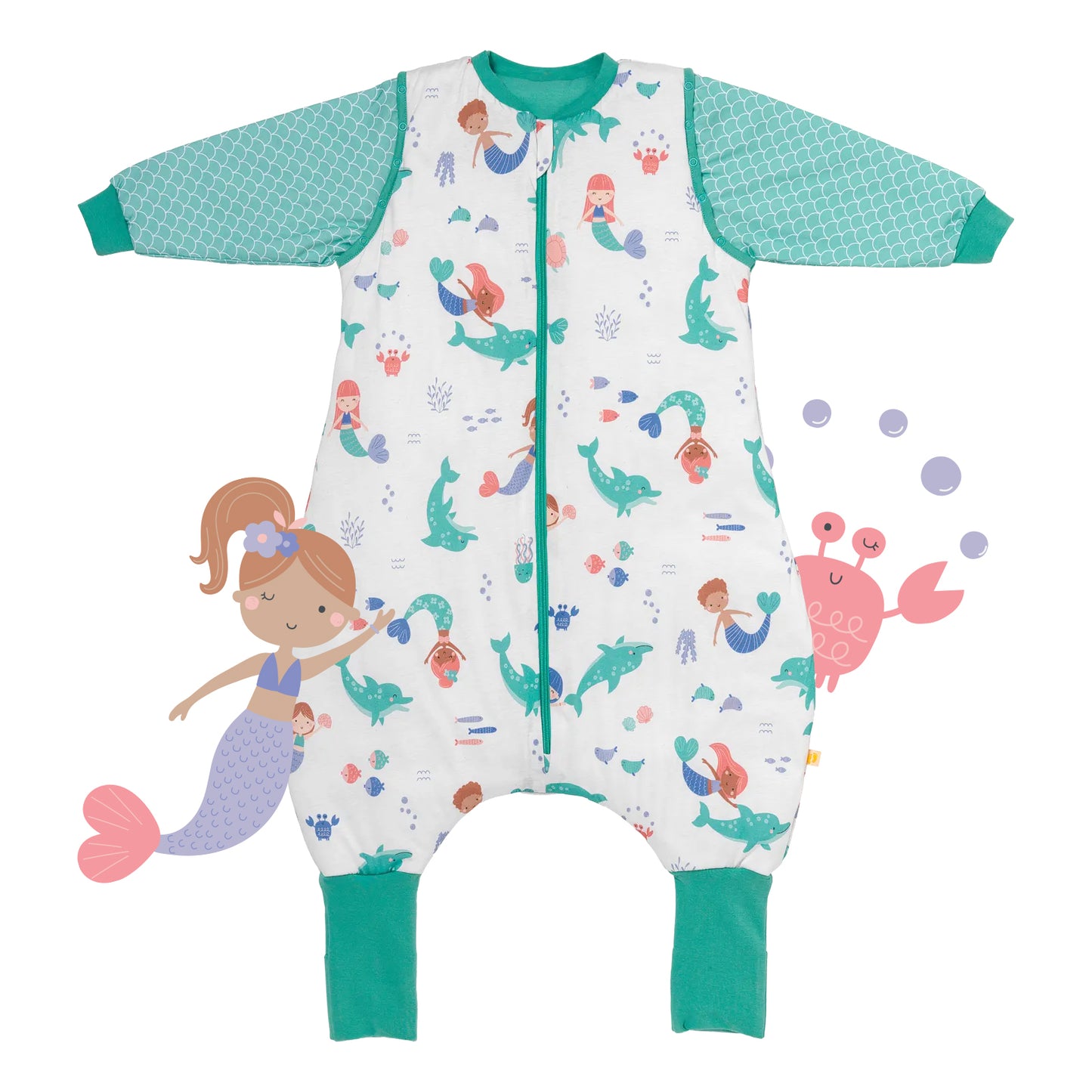 Schlafsack mit Füßen, umklappbaren Bündchen und Ärmeln, 1.0 TOG