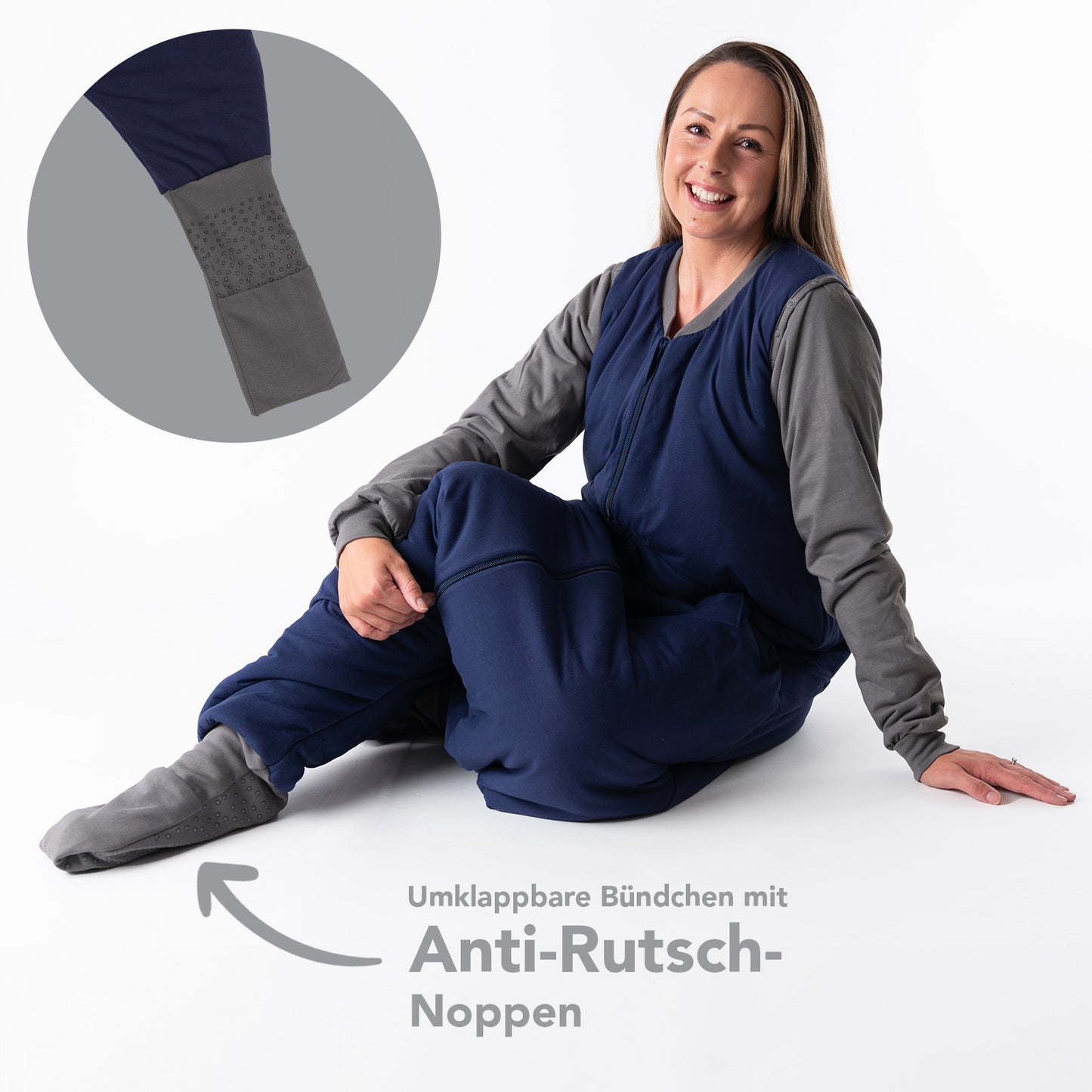 Schlafsack mit Füßen für Erwachsene mit umklappbaren Bündchen, 3.5 TOG