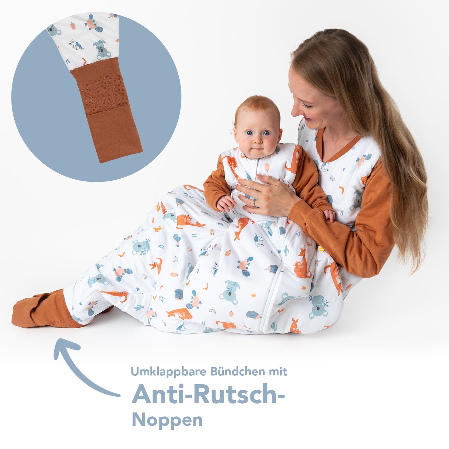 Schlafsack mit Füßen für Erwachsene mit umklappbaren Bündchen, 3.5 TOG