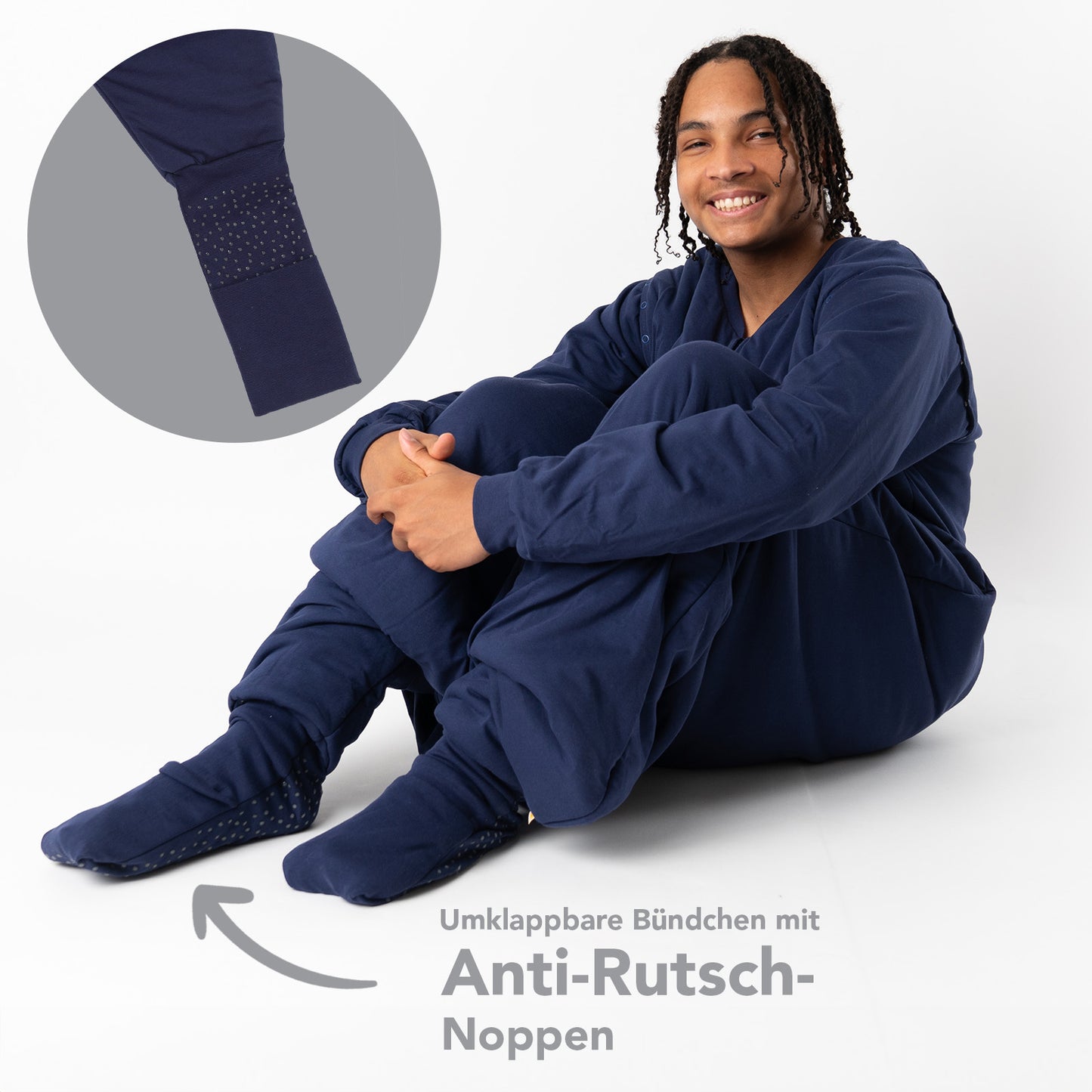 Schlafsack mit Füßen für Erwachsene mit umklappbaren Bündchen, 3.5 TOG