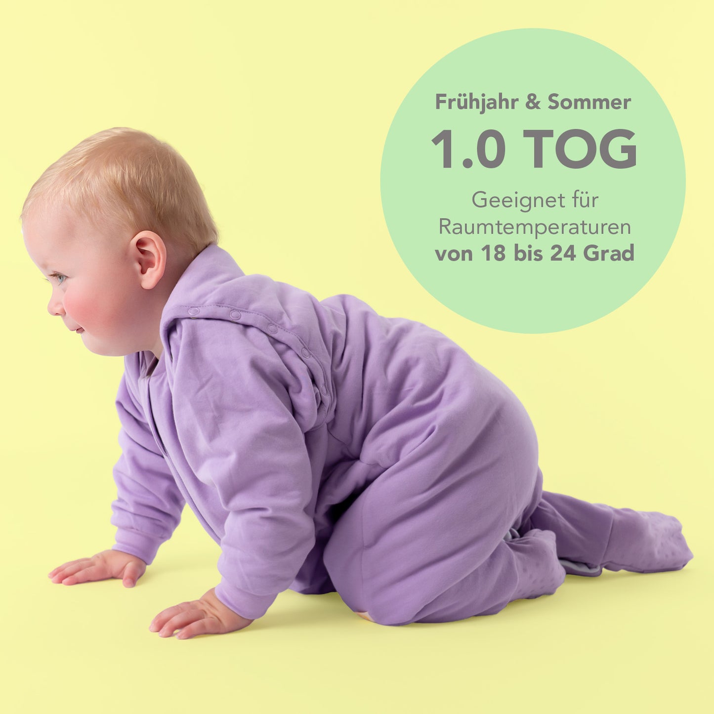 Schlafsack mit Füßen, umklappbaren Bündchen und Ärmeln, 1.0 TOG