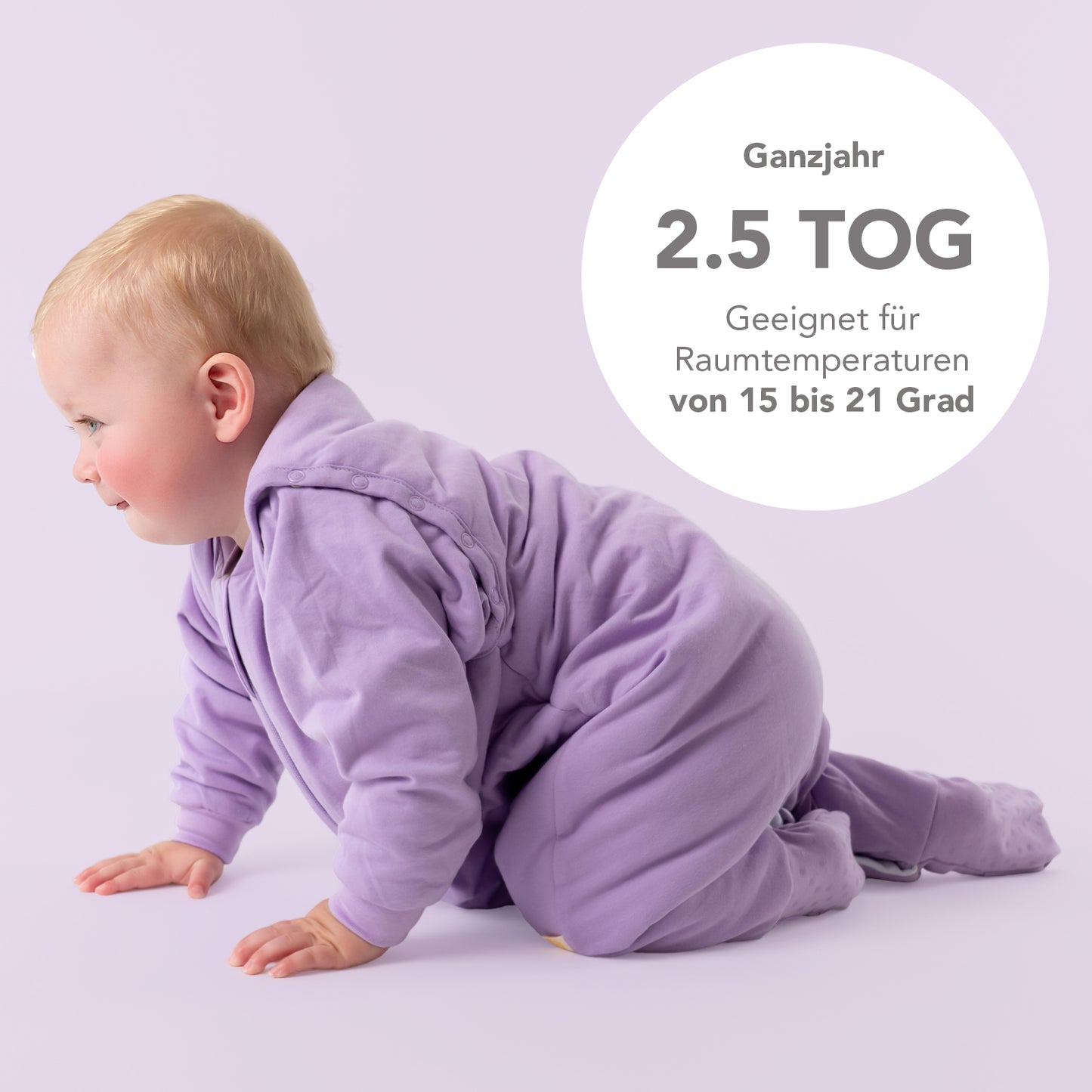 Schlafsack mit Füßen und umklappbaren Bündchen, 2.5 TOG
