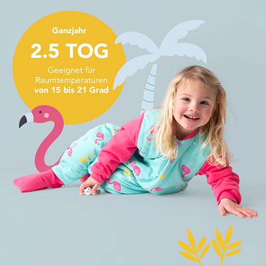 Bio Schlafsack mit Füßen und umklappbaren Bündchen 2.5 TOG Flamingo - (Bild-6)