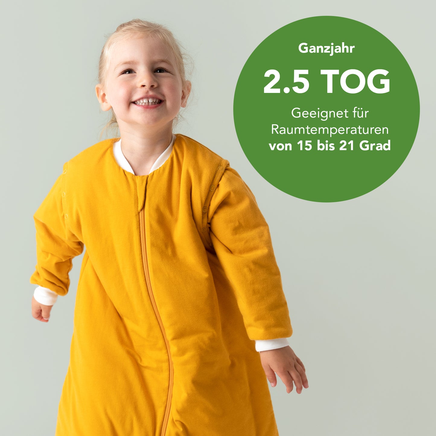 Schlafsack mit Füßen und umklappbaren Bündchen 2.5 Tog