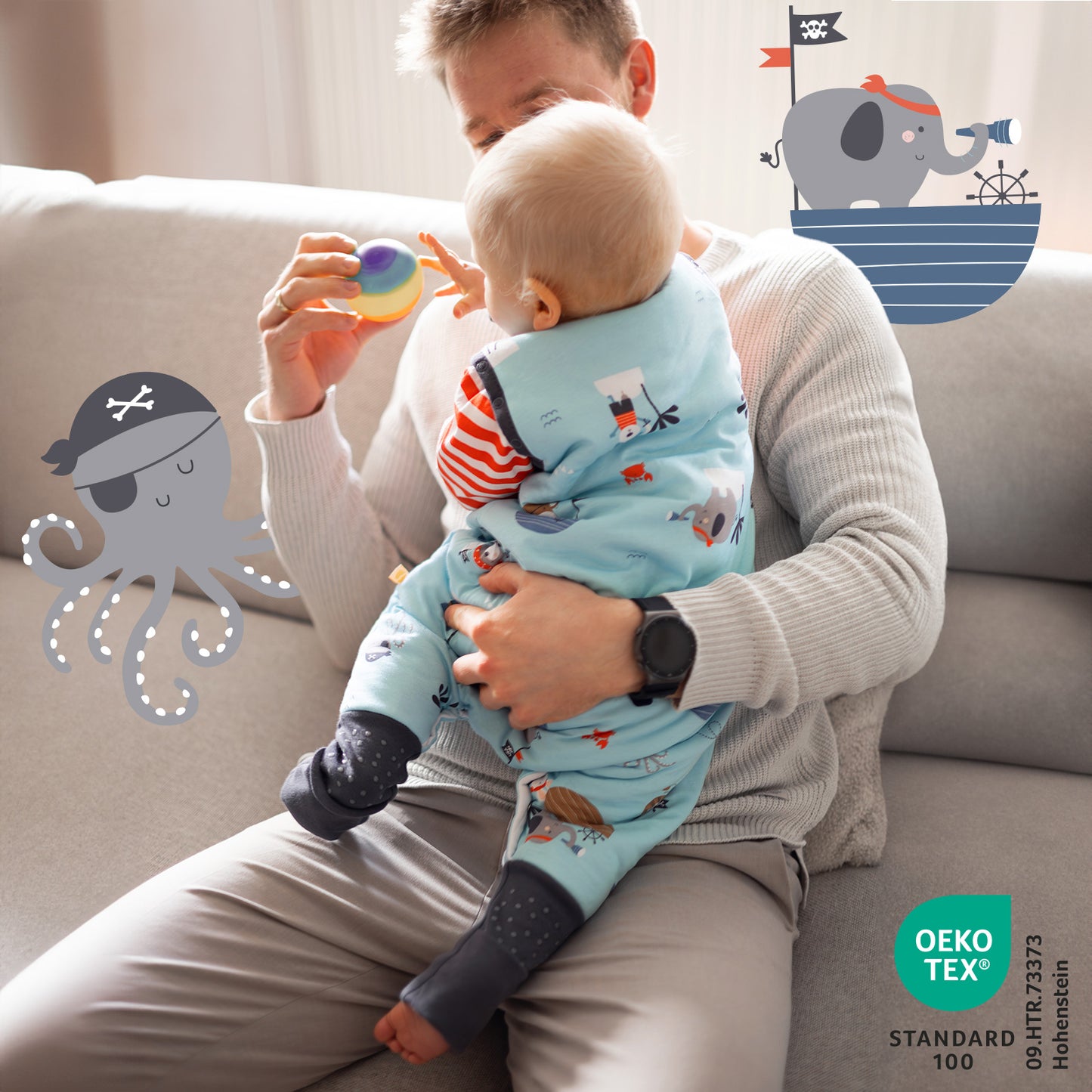 Schlafsack mit Füßen und umklappbaren Bündchen, 2.5 TOG