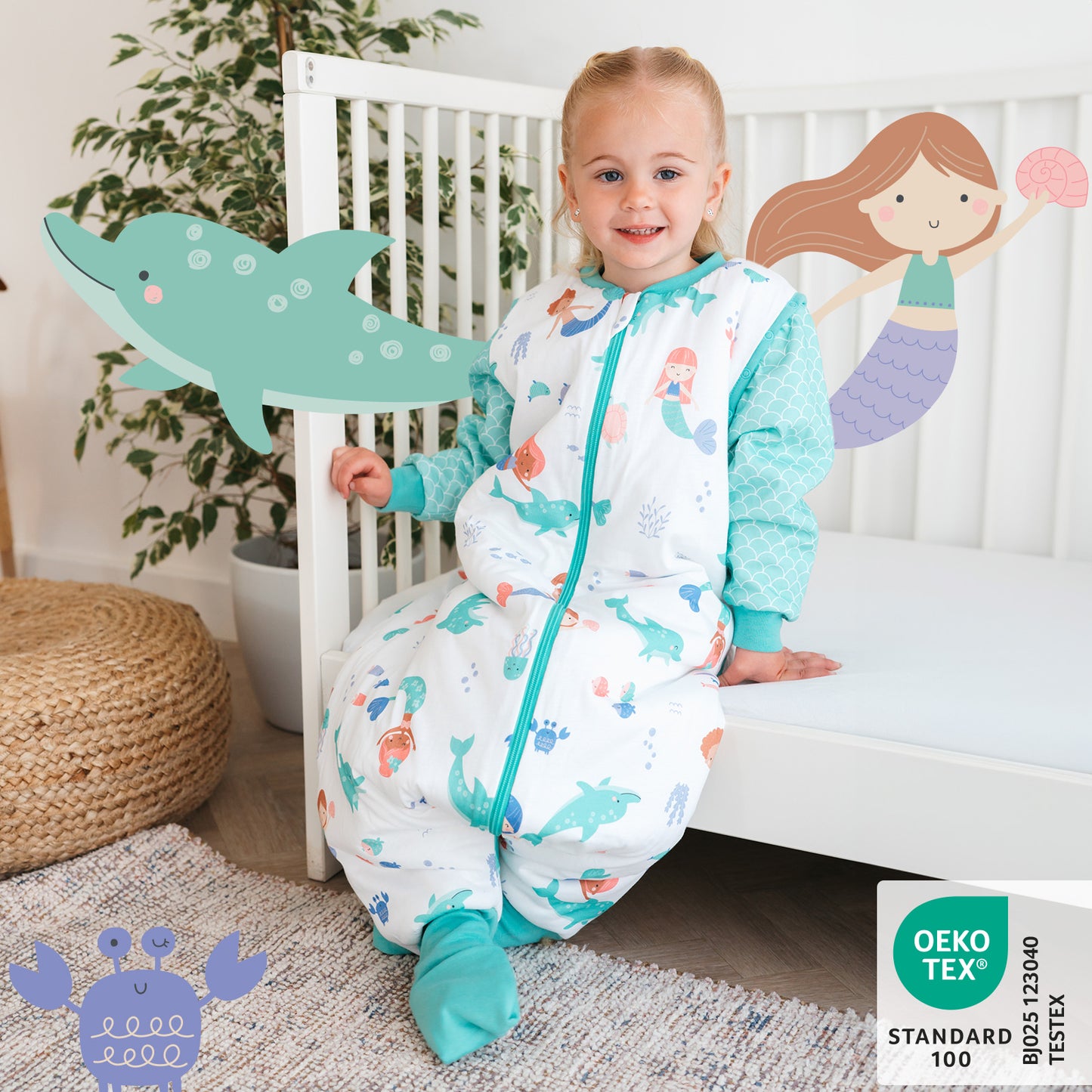 Schlafsack mit Füßen und umklappbaren Bündchen, 3.5 TOG