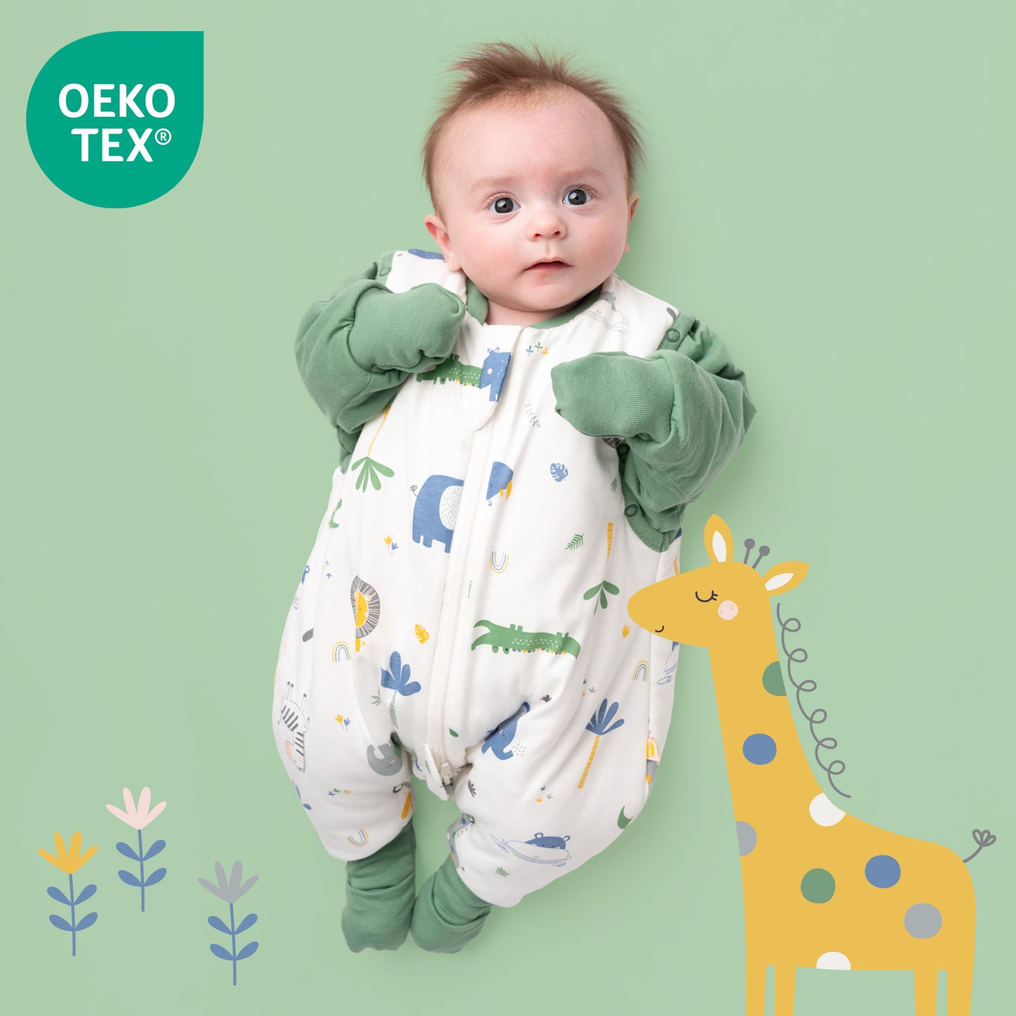 Schlafsack mit Füßen, umklappbaren Bündchen und Ärmeln, 1.0 TOG