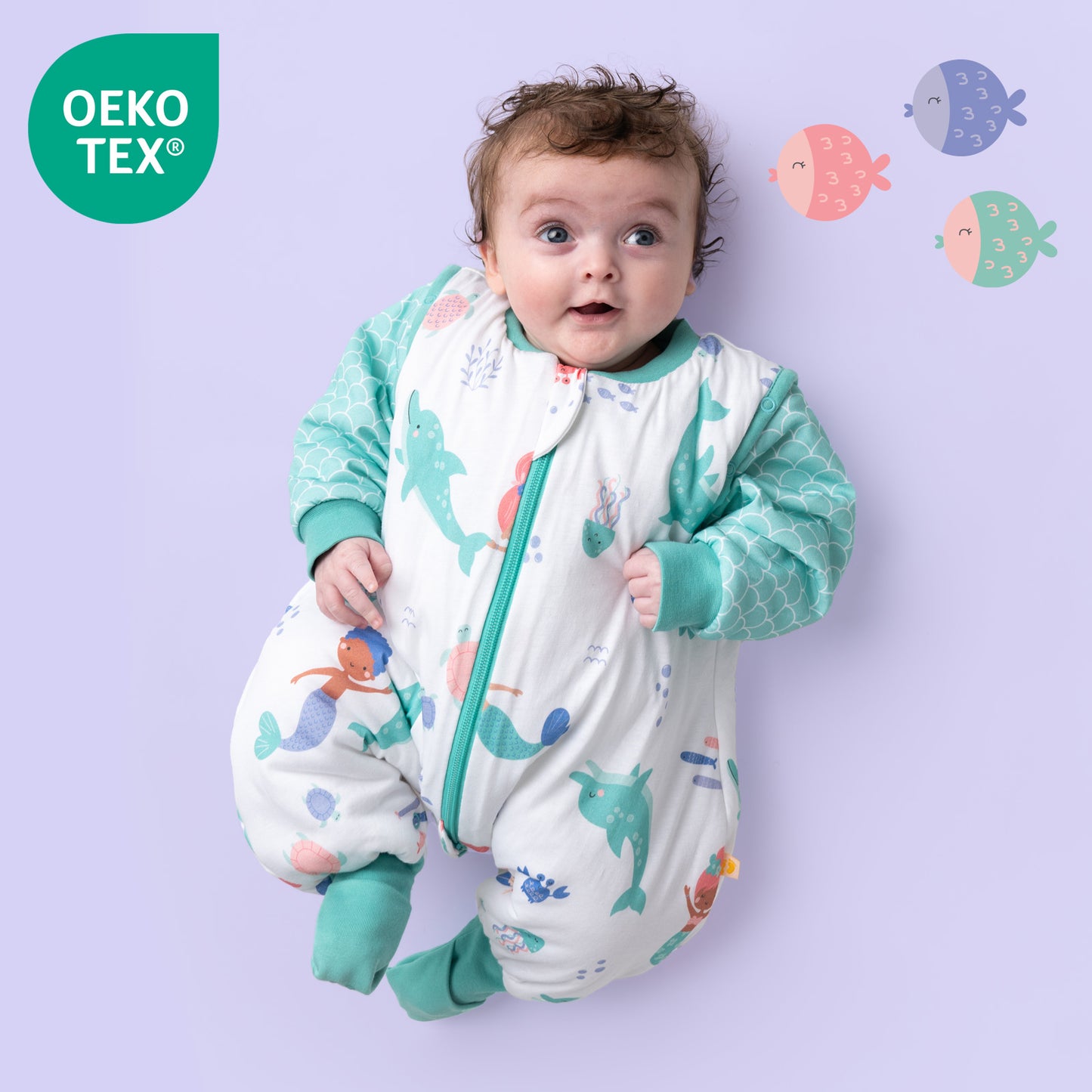 Schlafsack mit Füßen, umklappbaren Bündchen und Ärmeln, 1.0 TOG