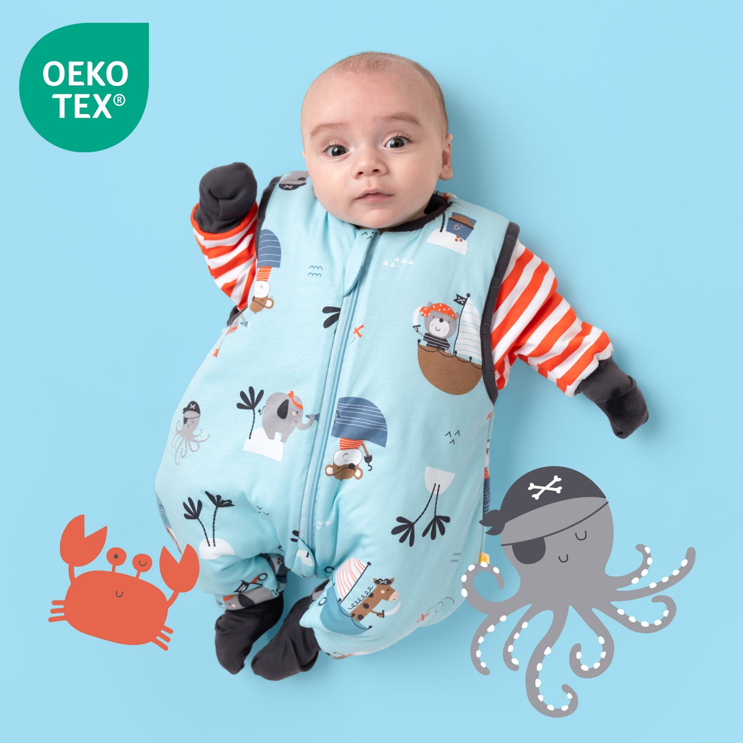 Schlafsack mit Füßen, umklappbaren Bündchen und Ärmeln, 1.0 TOG