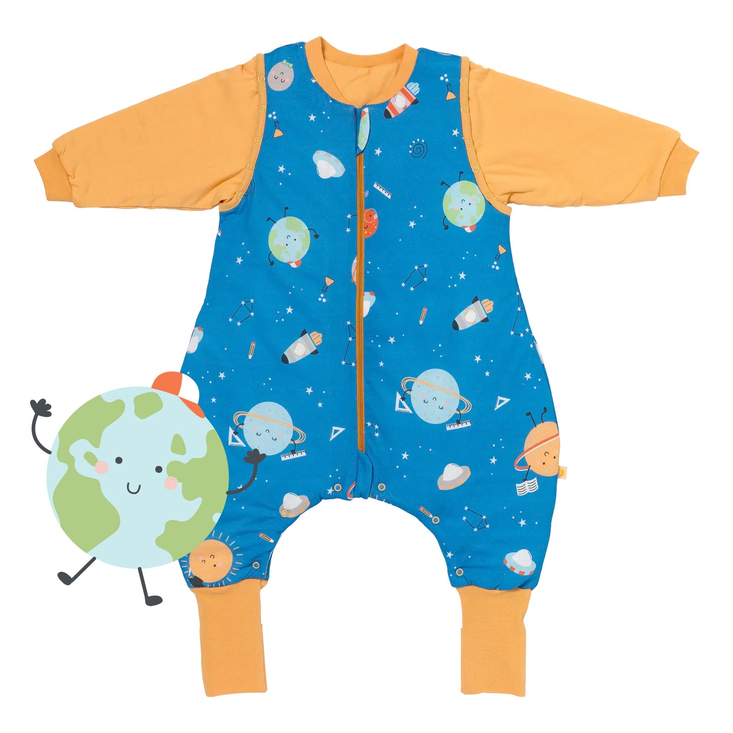 Schlafsack mit Füßen, umklappbaren Bündchen und Ärmeln, 1.0 TOG