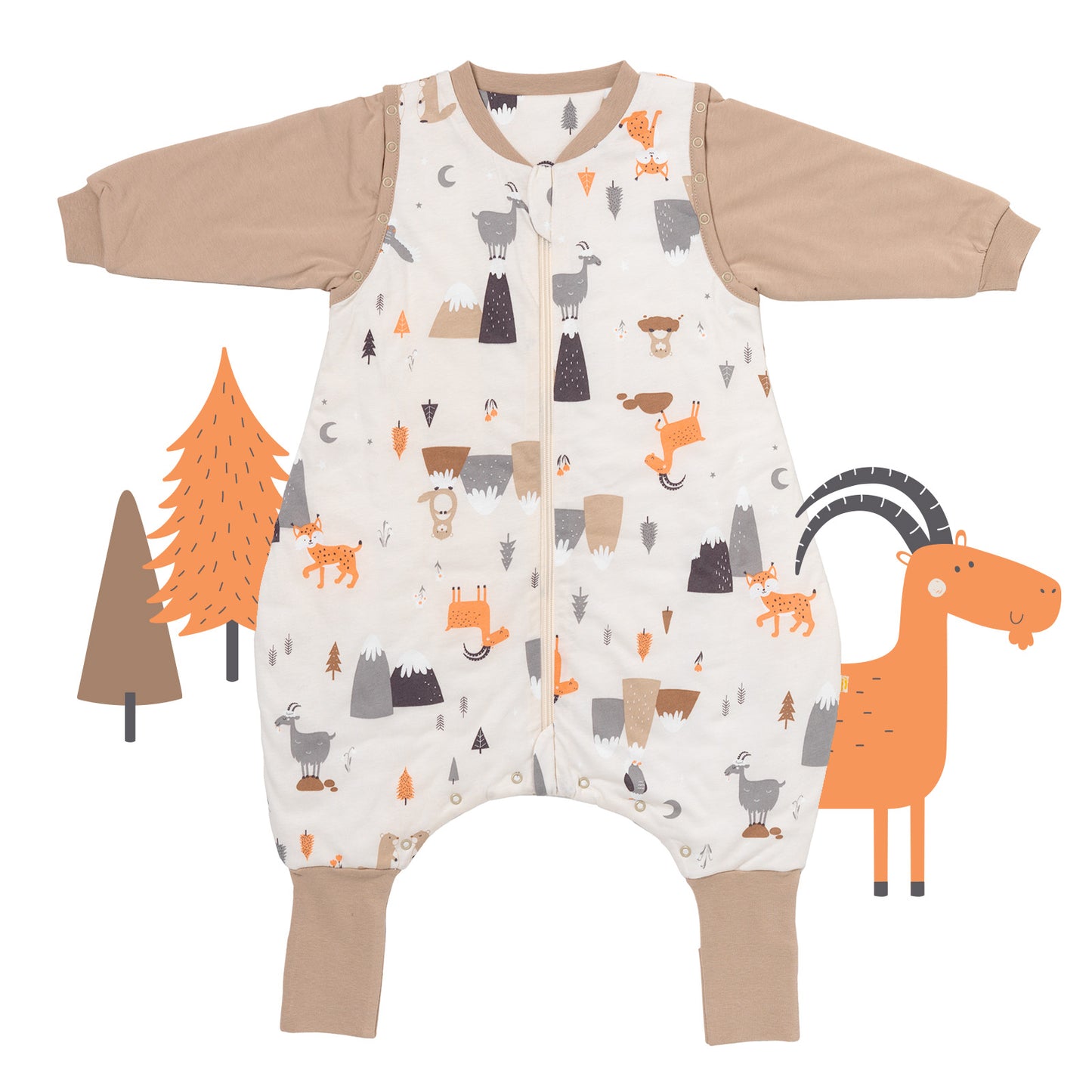 Schlafsack mit Füßen und umklappbaren Bündchen, 3.5 TOG