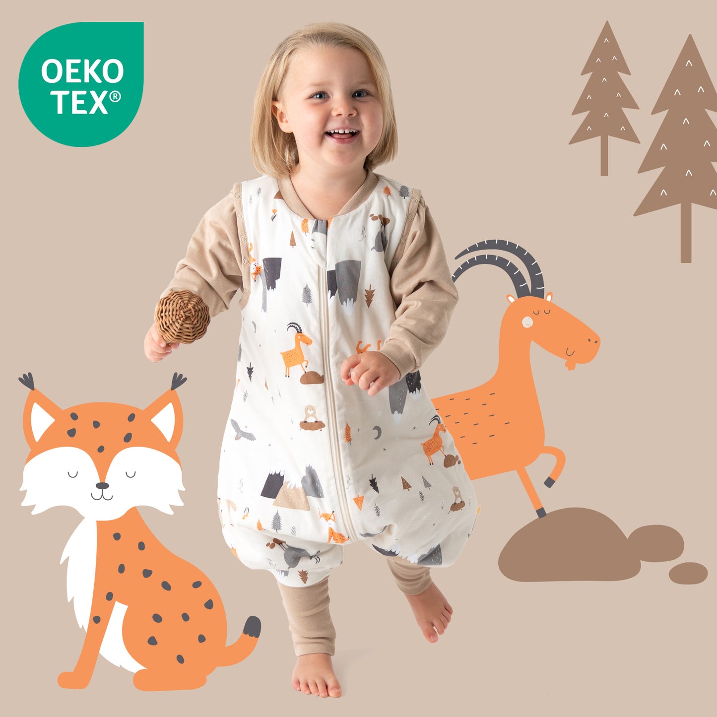 Schlafsack mit Füßen und umklappbaren Bündchen, 3.5 TOG