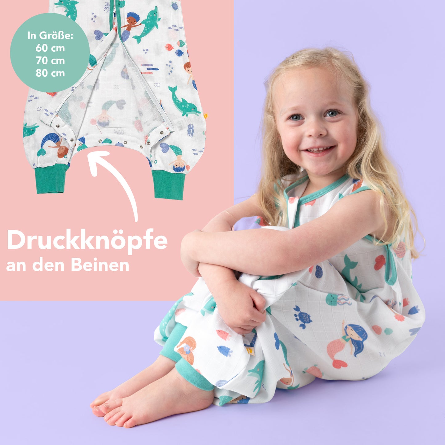 Musselin Schlafsack mit Füßen, 0.5 TOG