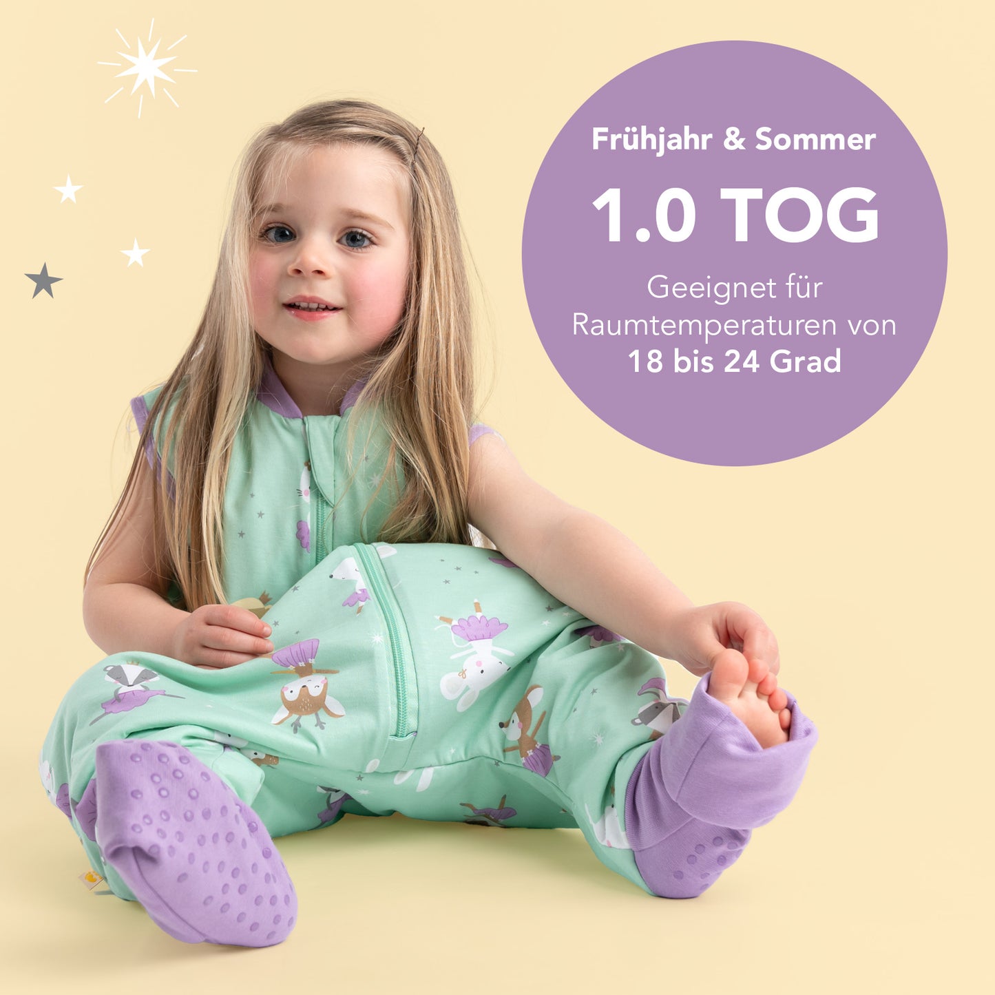Schlafsack mit Füßen und umklappbaren Bündchen 1.0 TOG