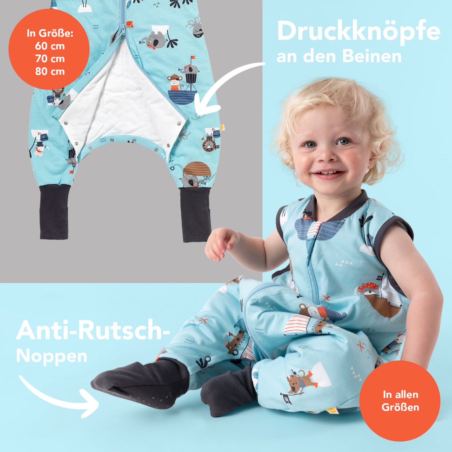 Schlafsack mit Füßen und umklappbaren Bündchen 1.0 TOG