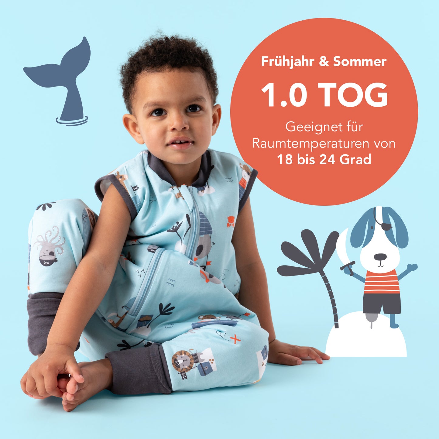 Schlafsack mit Füßen und umklappbaren Bündchen 1.0 TOG