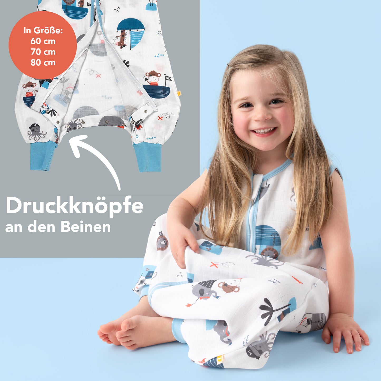 Musselin Schlafsack mit Füßen, 0.5 TOG