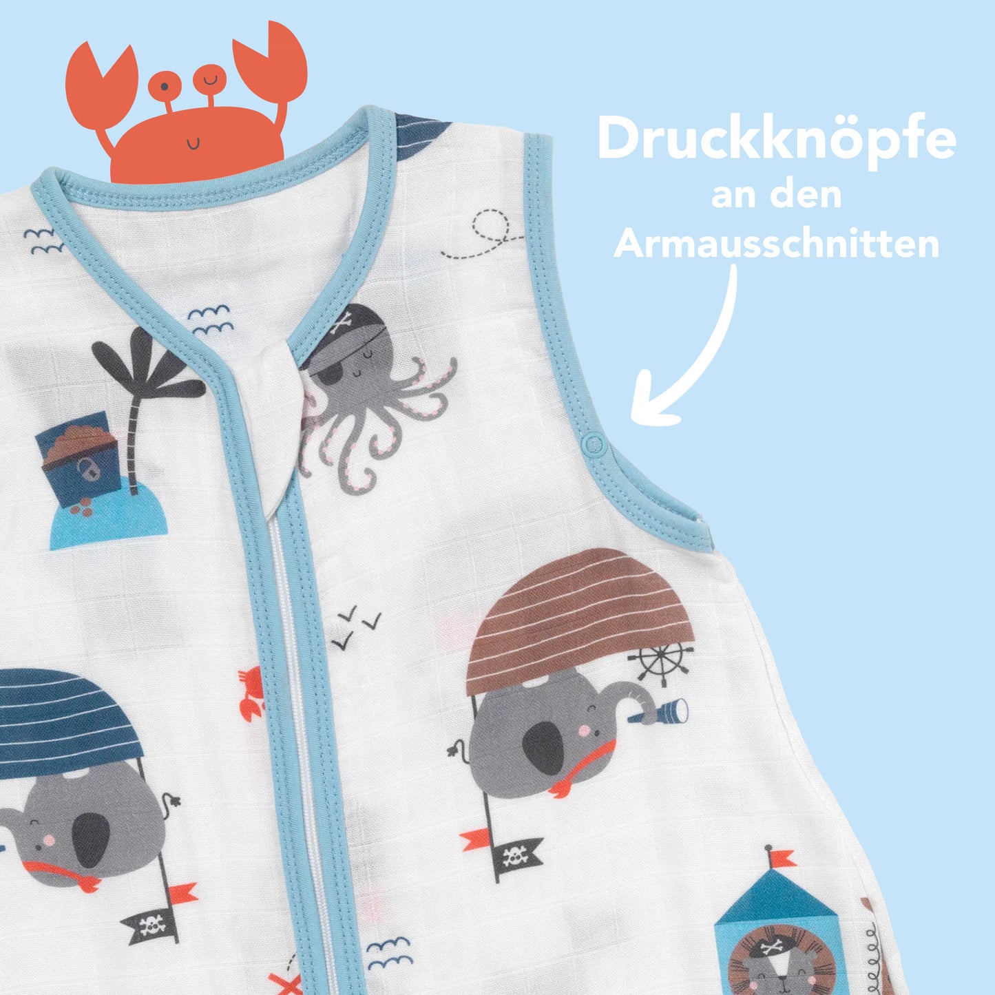 Musselin Schlafsack mit Füßen, 0.5 TOG