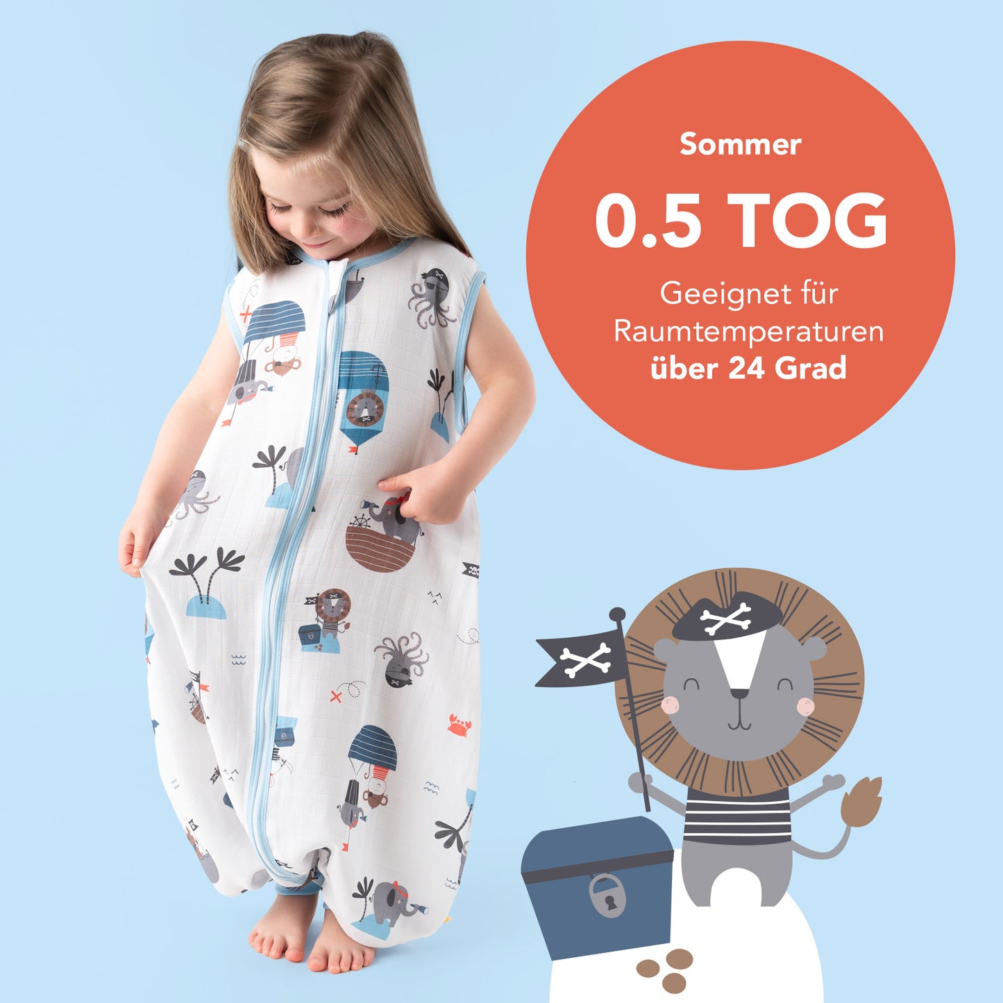 Musselin Schlafsack mit Füßen, 0.5 TOG