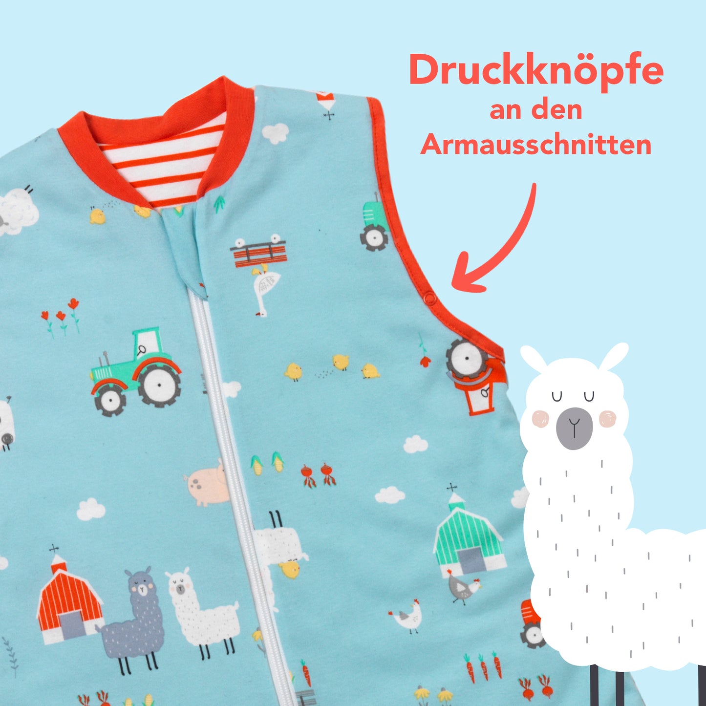 Bio Schlafsack mit Füßen und umklappbaren Bündchen 1.0 TOG