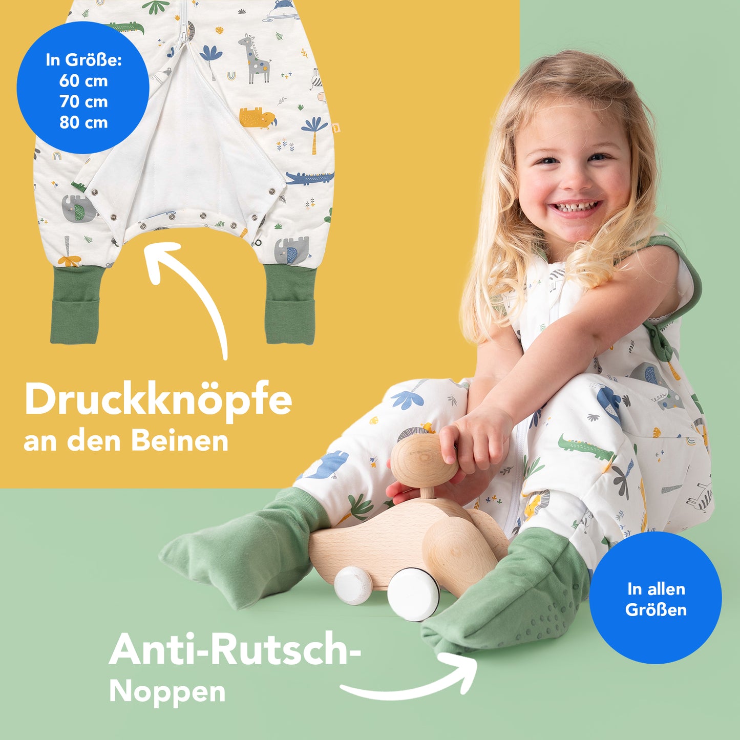 Schlafsack mit Füßen und umklappbaren Bündchen 1.0 TOG