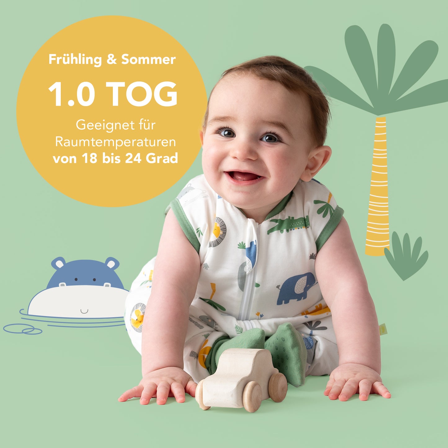 Schlafsack mit Füßen und umklappbaren Bündchen 1.0 TOG