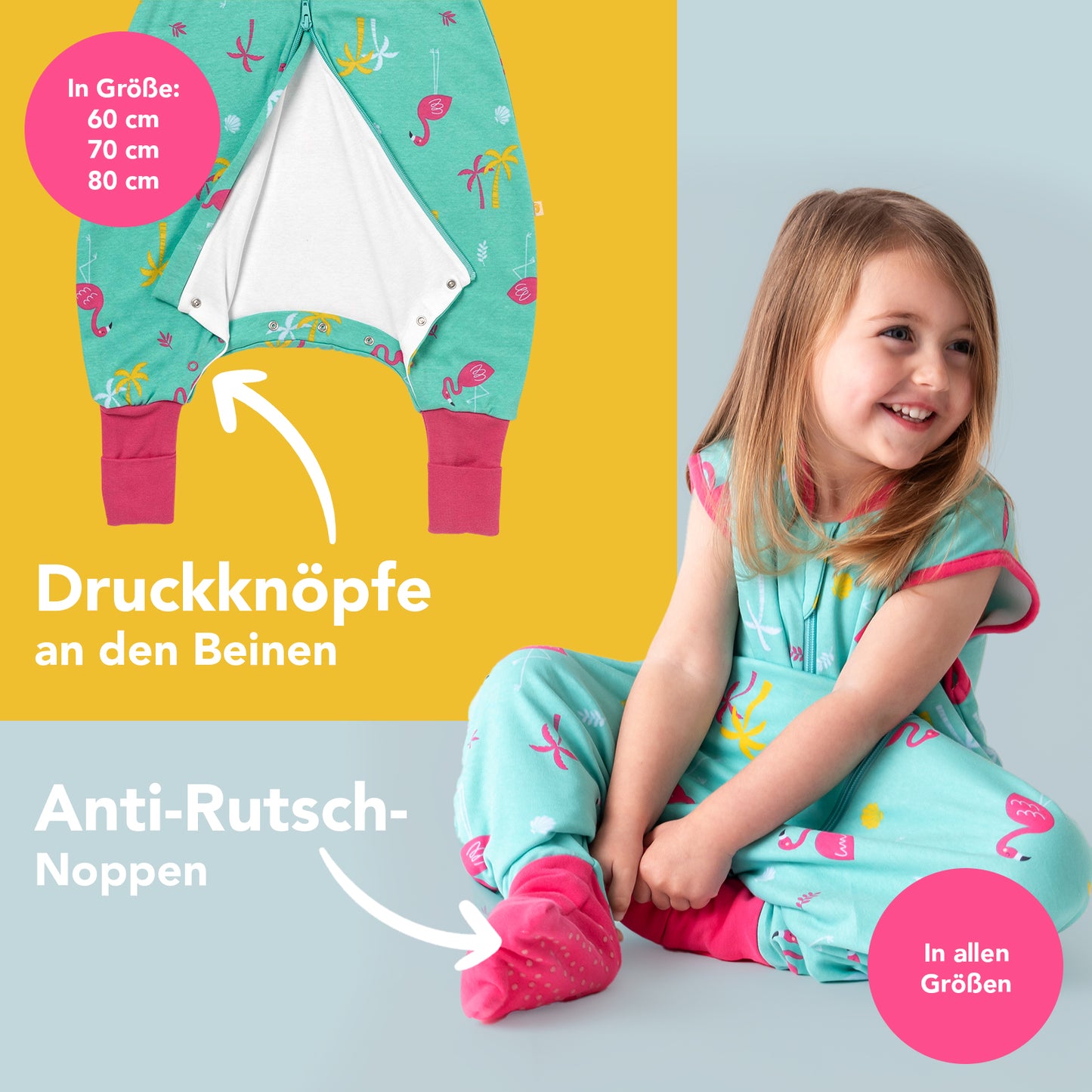 Bio Schlafsack mit Füßen und umklappbaren Bündchen 1.0 TOG