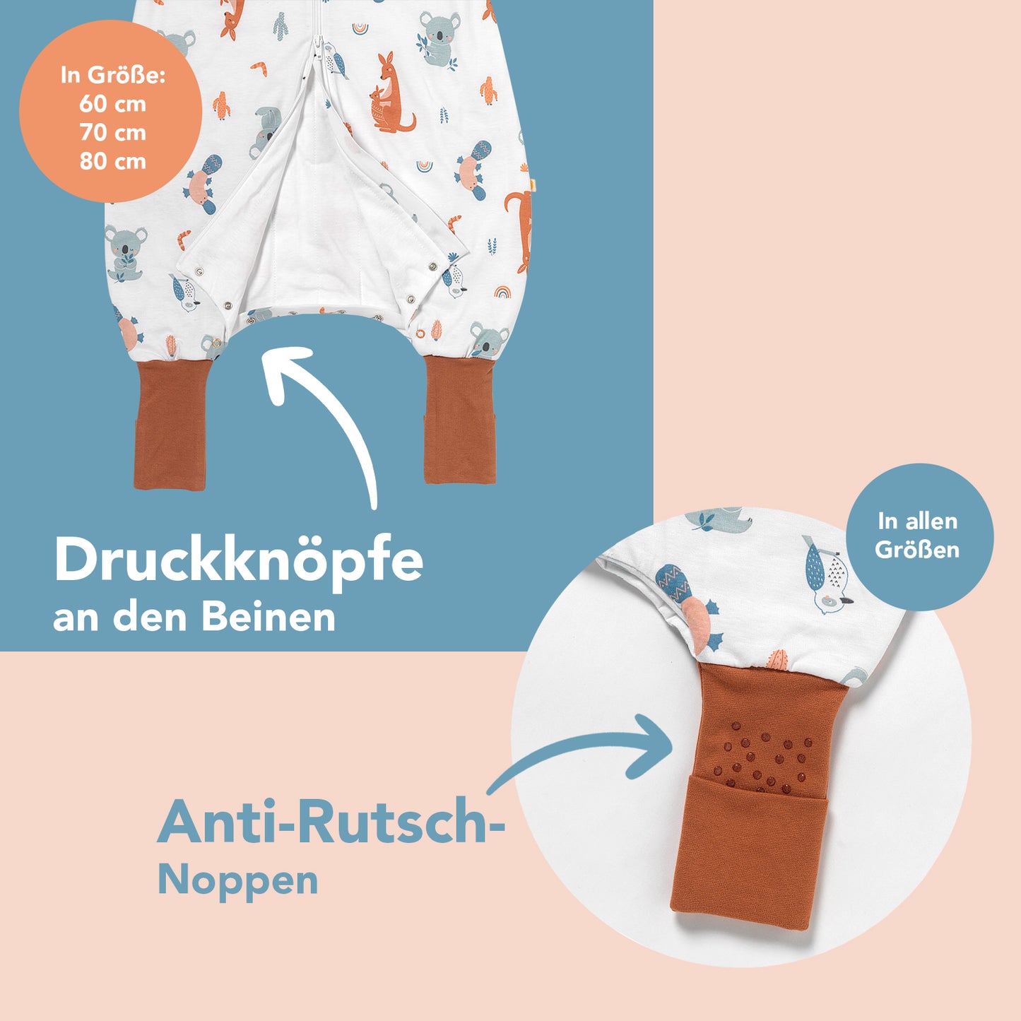 Schlafsack mit Füßen und umklappbaren Bündchen 1.0 TOG