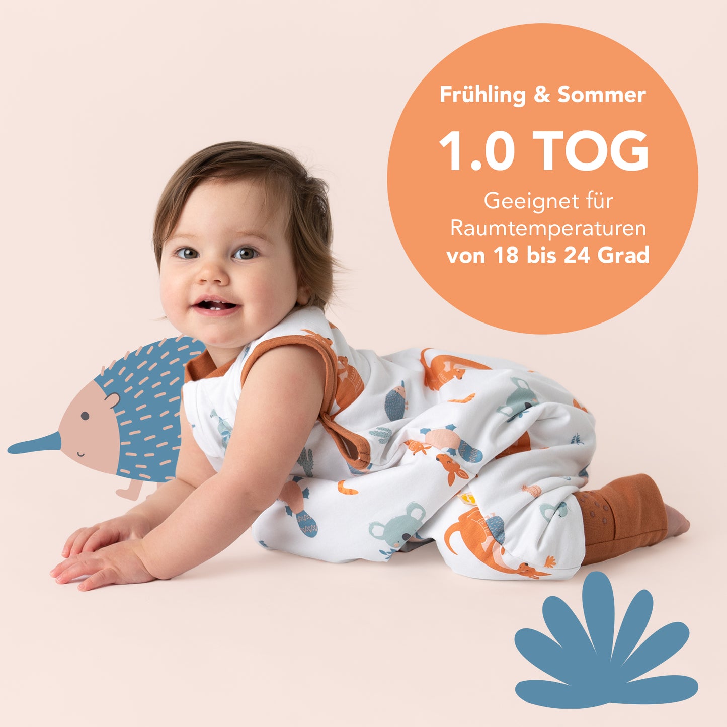 Schlafsack mit Füßen und umklappbaren Bündchen 1.0 TOG