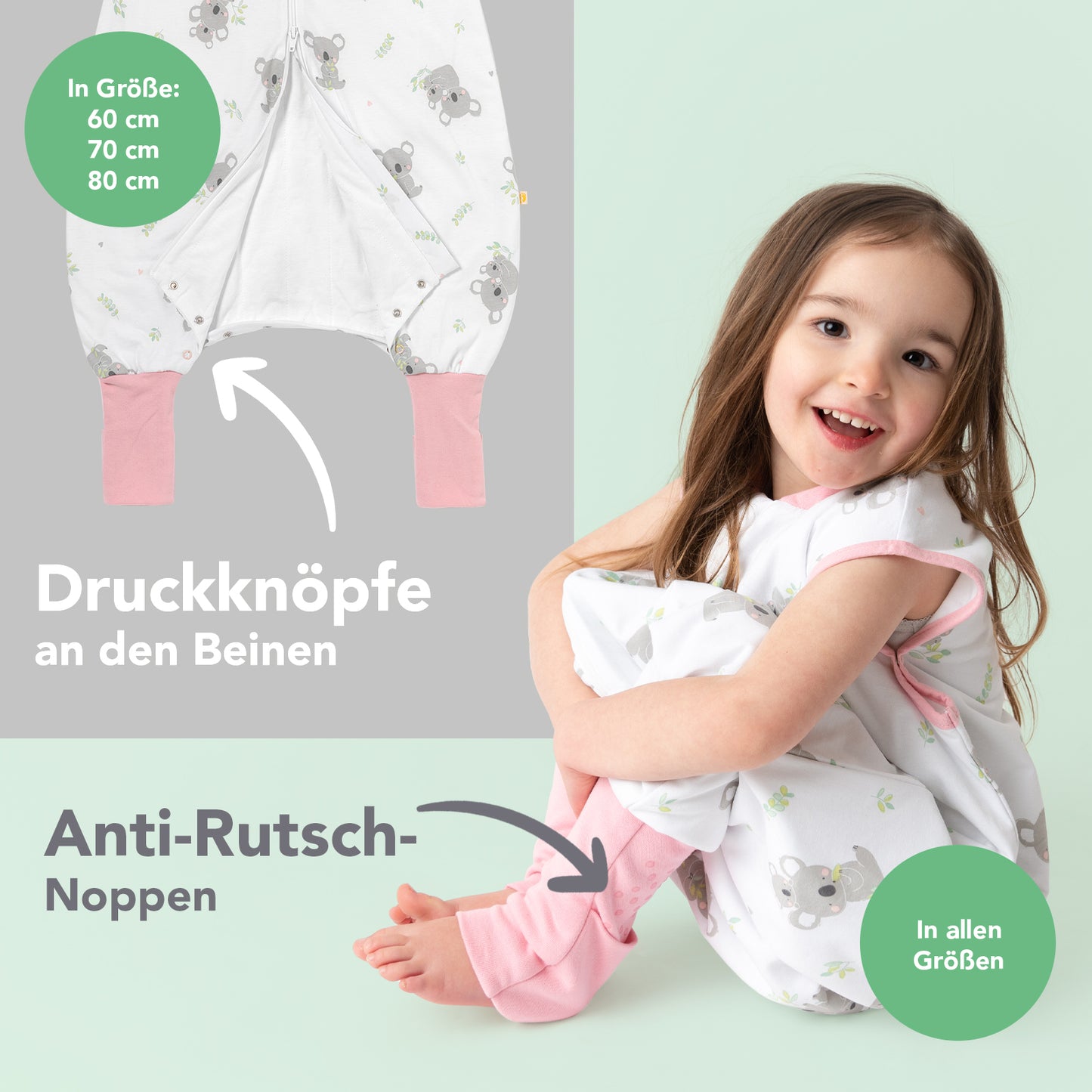 Schlafsack mit Füßen und umklappbaren Bündchen 1.0 TOG