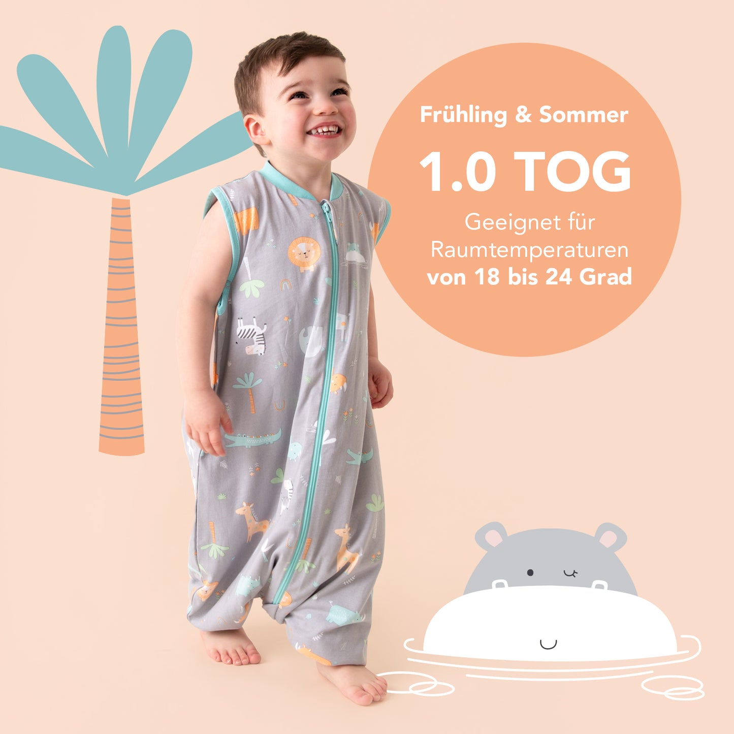 Schlafsack mit Füßen und umklappbaren Bündchen 1.0 TOG
