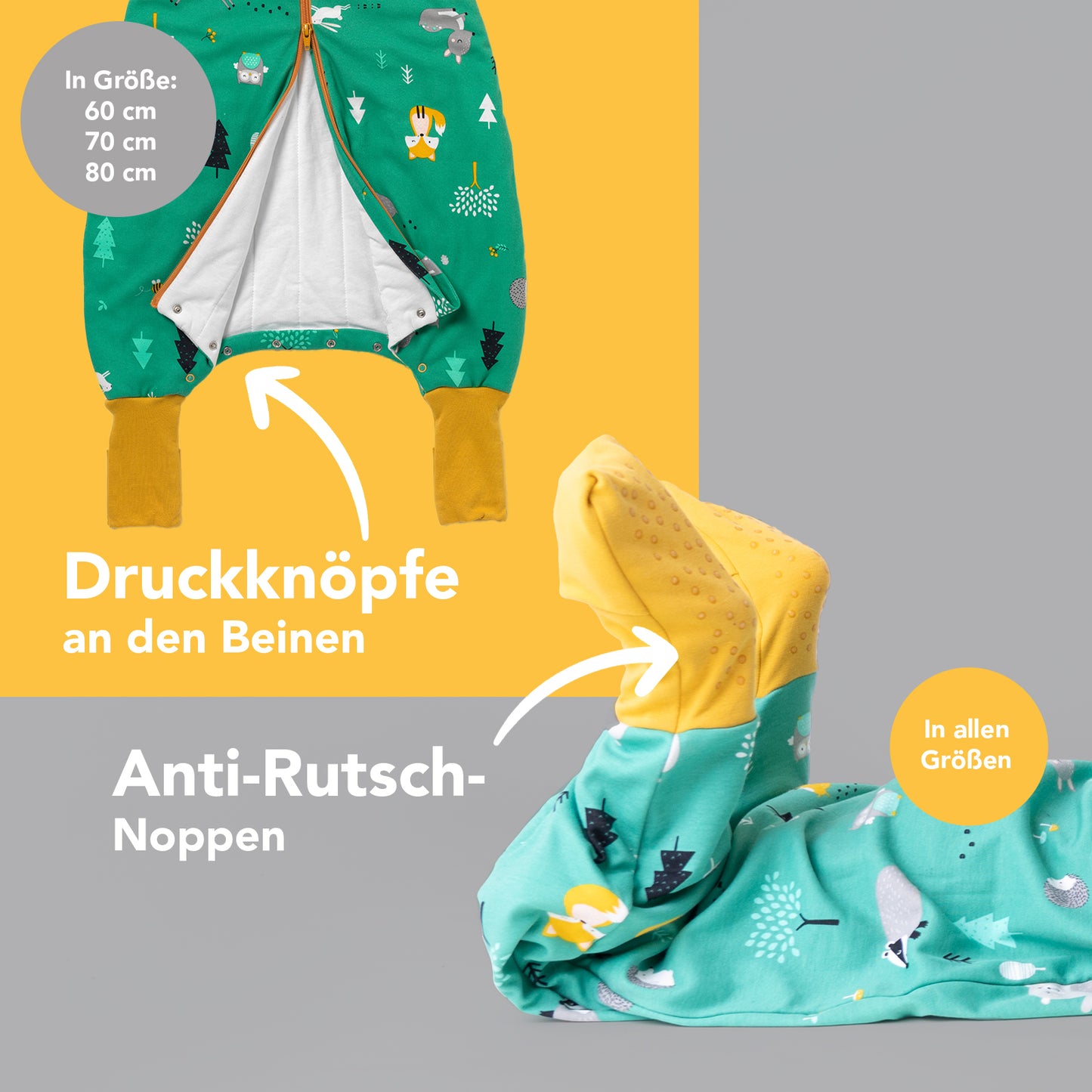 Bio Schlafsack mit Füßen und umklappbaren Bündchen 1.0 TOG