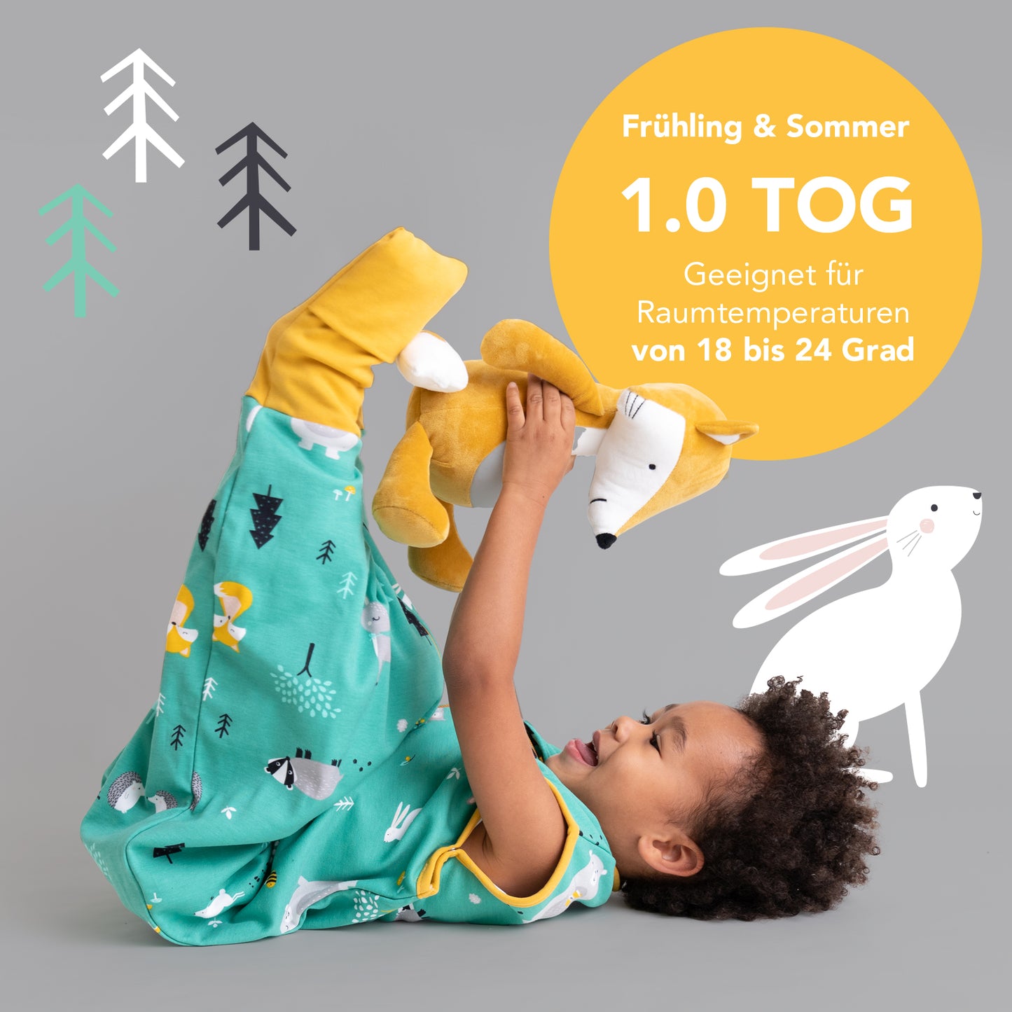 Bio Schlafsack mit Füßen und umklappbaren Bündchen 1.0 TOG