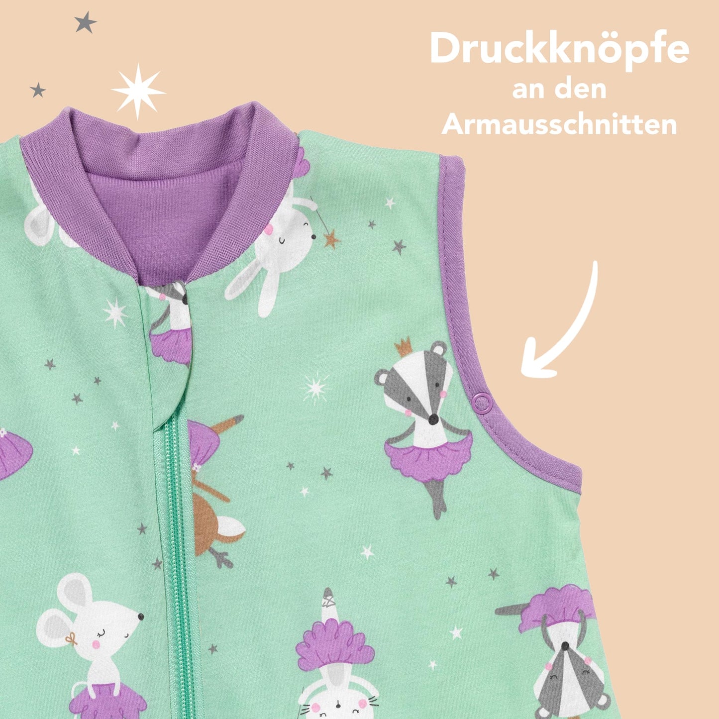 Schlafsack mit Füßen und umklappbaren Bündchen 1.0 TOG