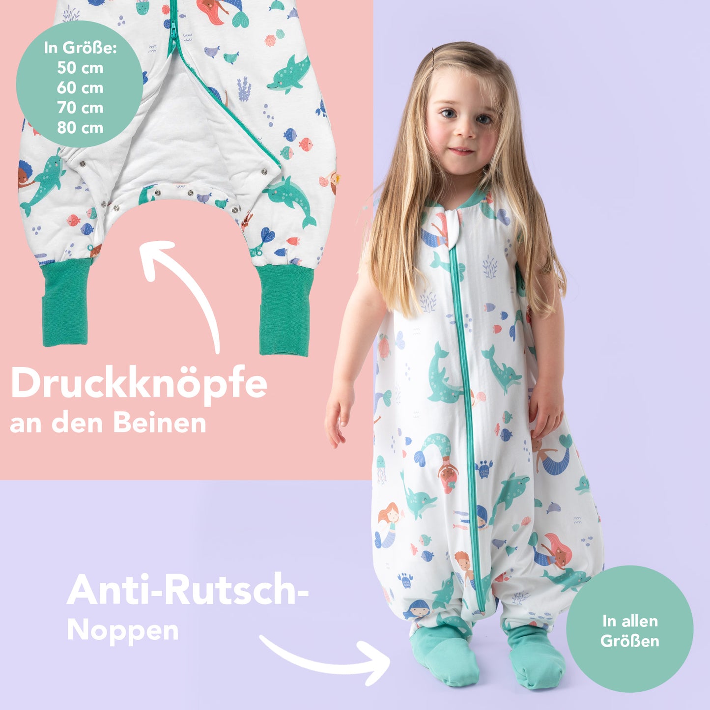 Schlafsack mit Füßen und umklappbaren Bündchen 1.0 TOG
