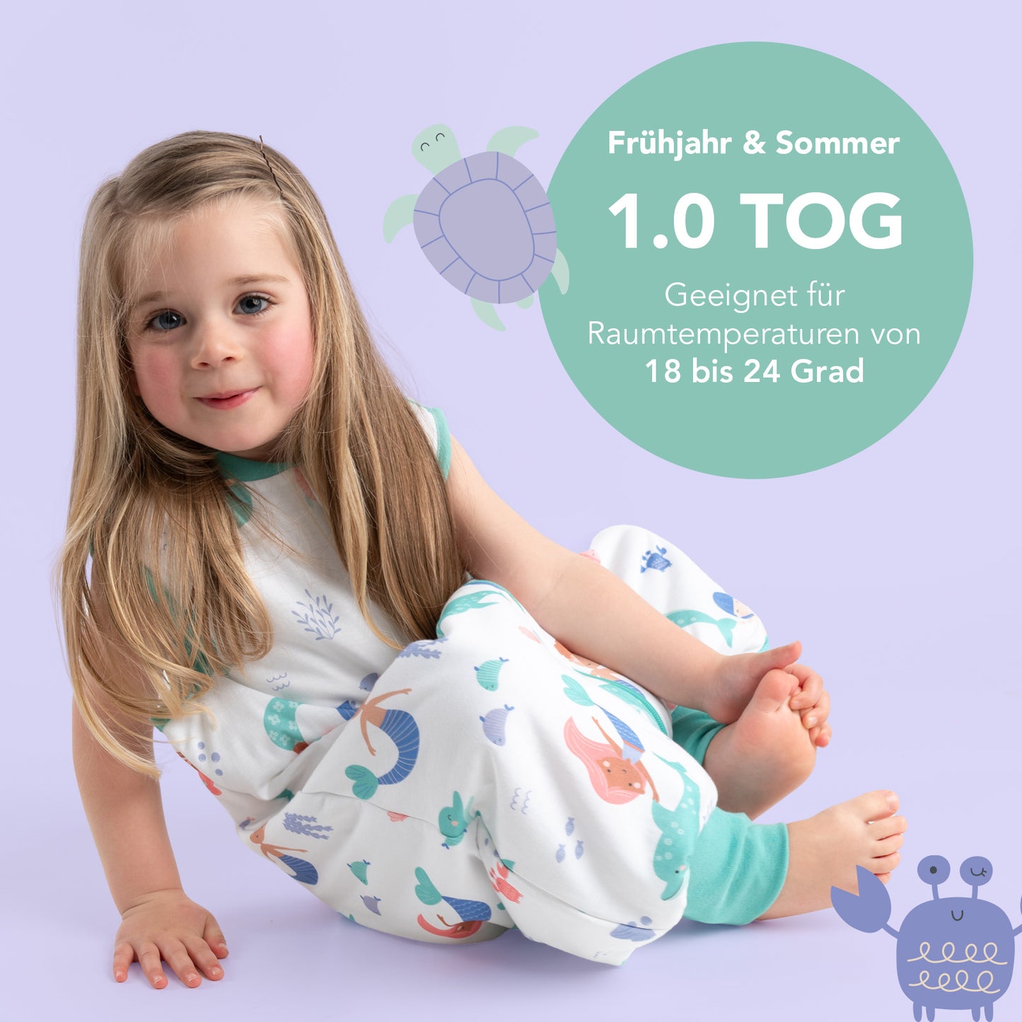 Schlafsack mit Füßen und umklappbaren Bündchen 1.0 TOG