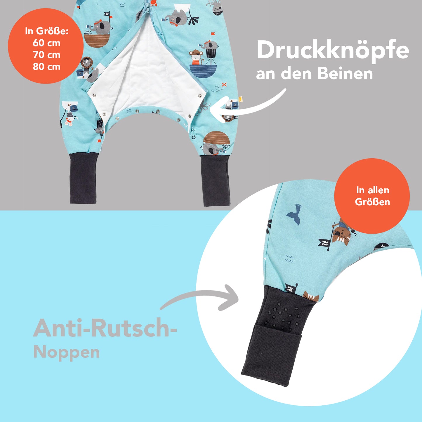 Schlafsack mit Füßen und umklappbaren Bündchen 1.0 TOG