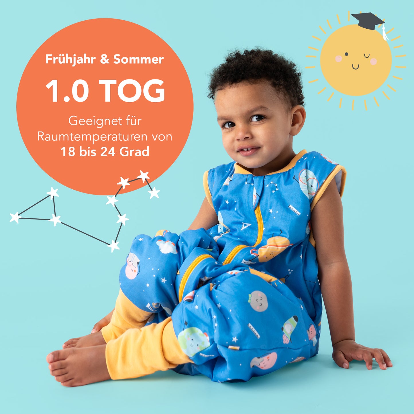 Schlafsack mit Füßen und umklappbaren Bündchen 1.0 TOG