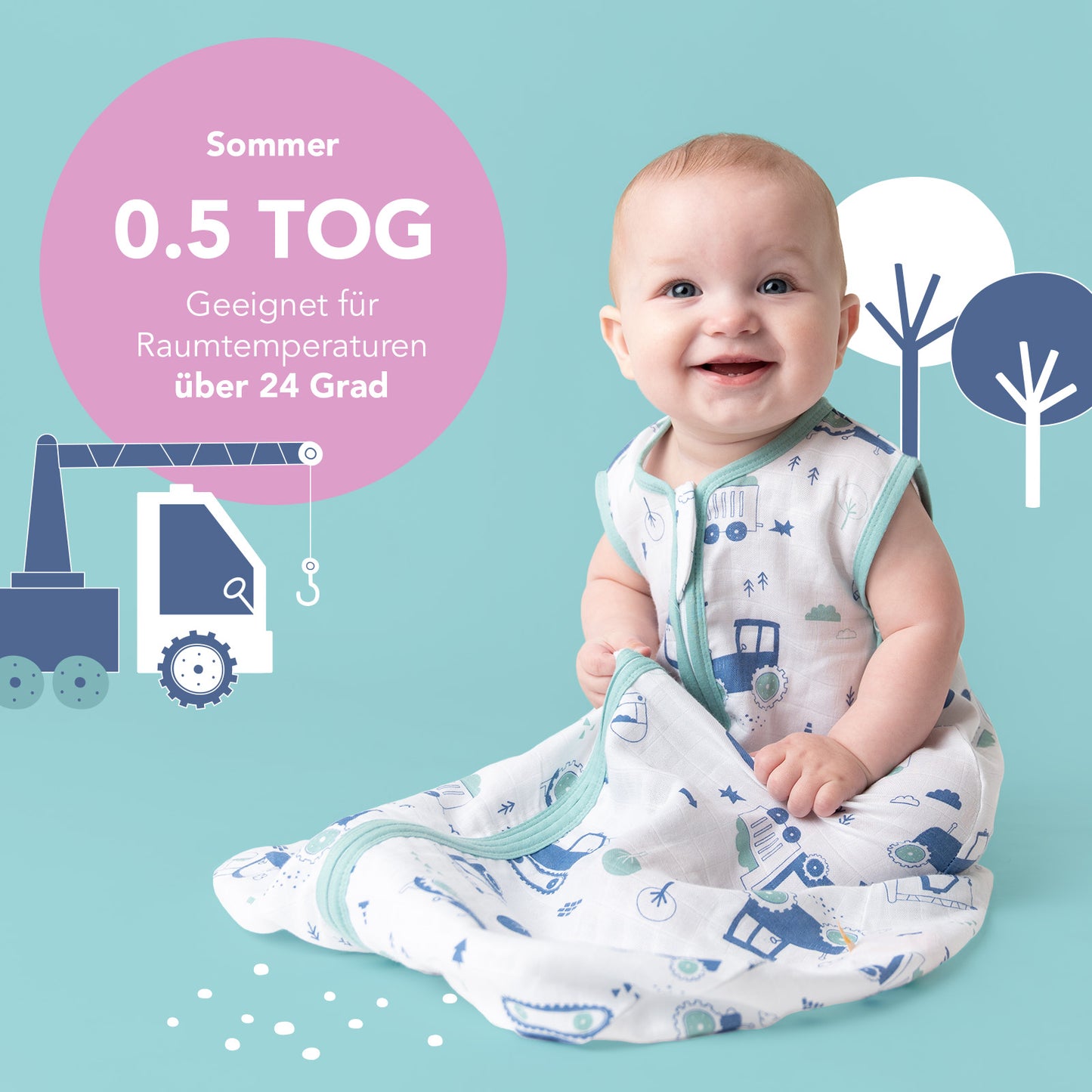 Musselin Babyschlafsack, 0.5 TOG