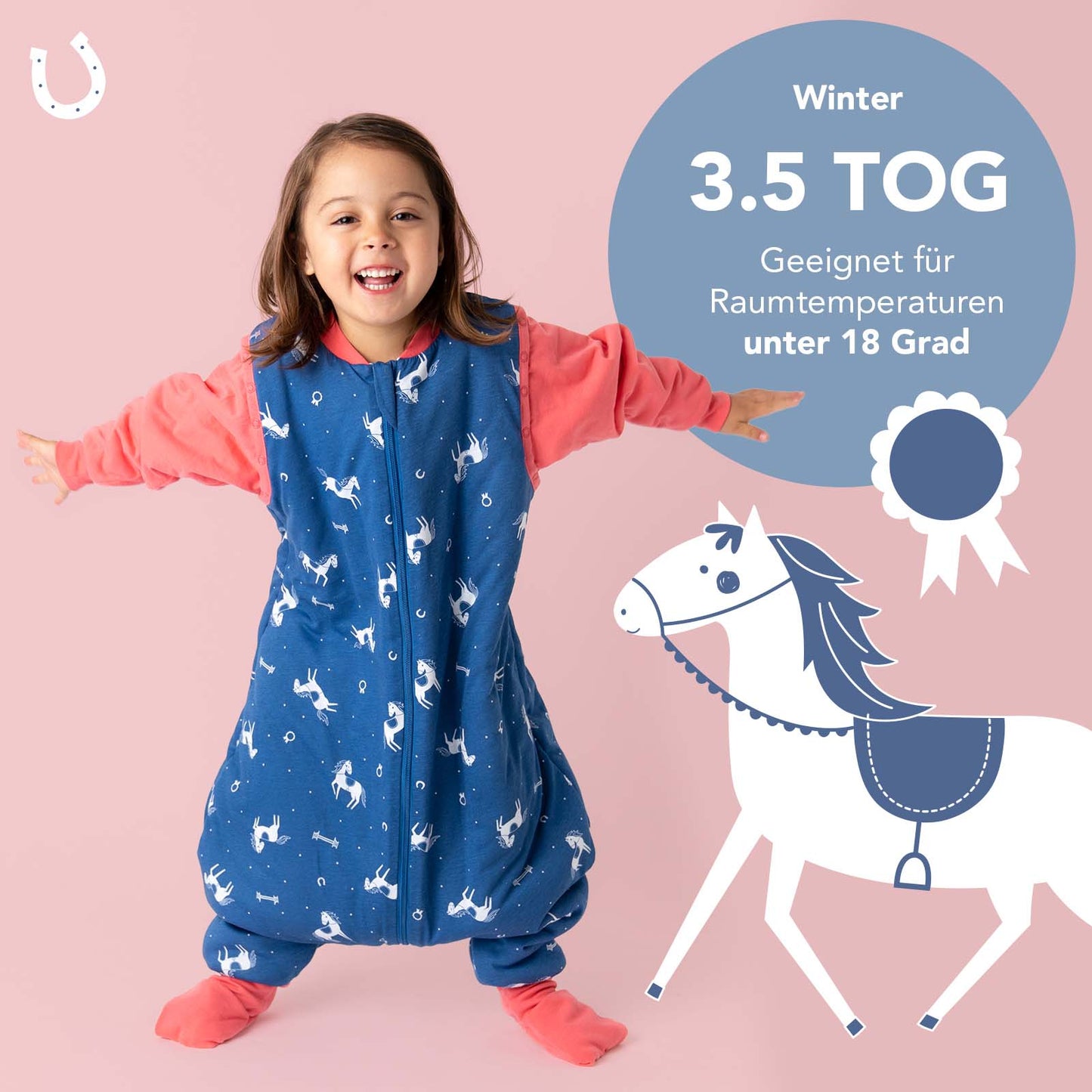 Schlafsack mit Füßen und umklappbaren Bündchen, 3.5 TOG