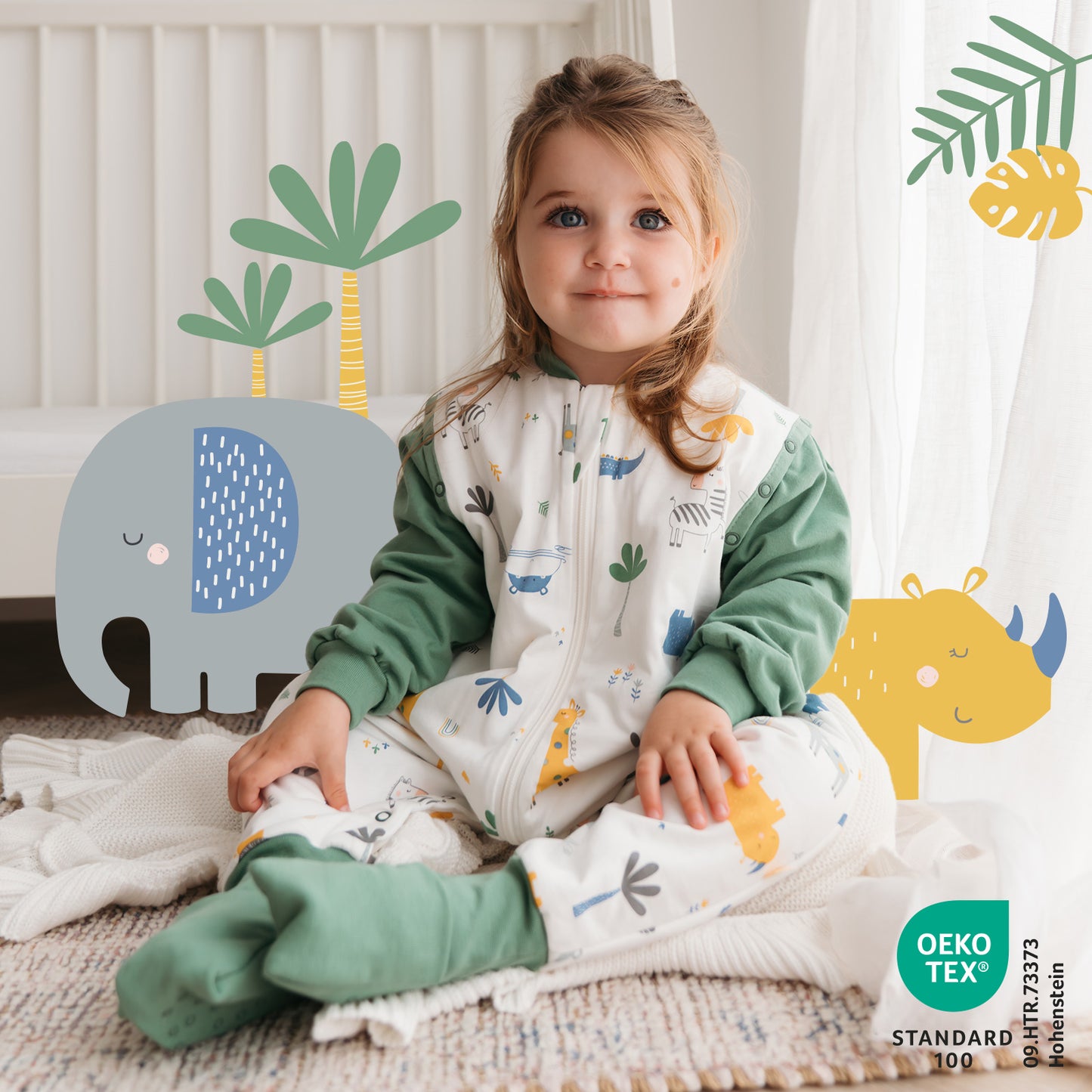 Schlafsack mit Füßen, umklappbaren Bündchen und Ärmeln, 1.0 TOG