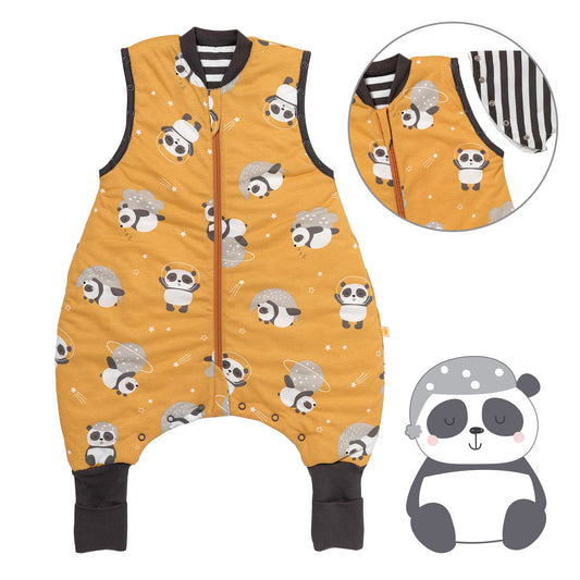 Schlafsack mit Füßen umklappbaren Bündchen und Ärmeln 1.0 TOG_Panda_Vorderseite mit Armausschnitt_1182
