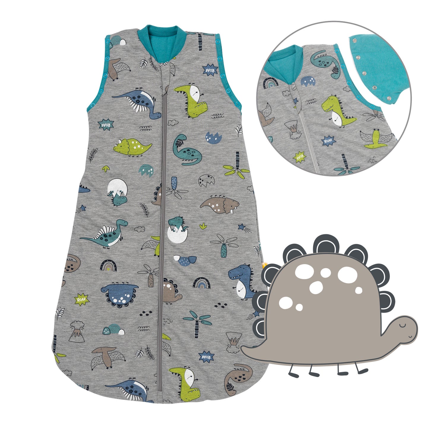 Babyschlafsack 1.0 TOG_Dino_Vorderseite mit Armausschnitt_1187
