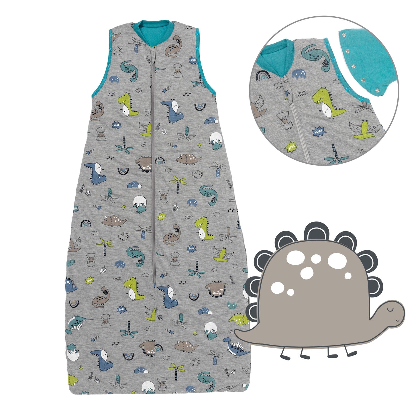 Babyschlafsack 1.0 TOG_Dino_Vorderseite mit Armausschnitt_1187