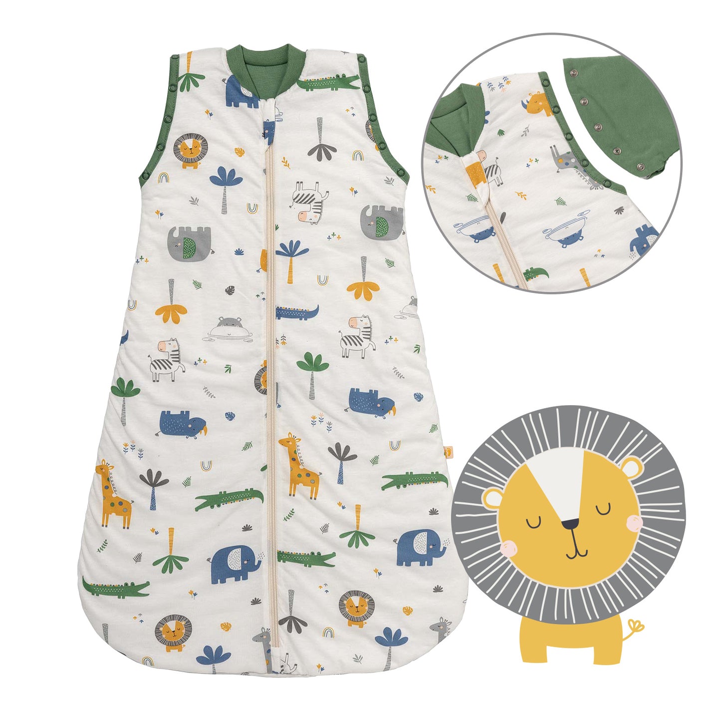 Babyschlafsack 1.0 TOG_Dschungel_Vorderseite mit Armausschnitt_1187