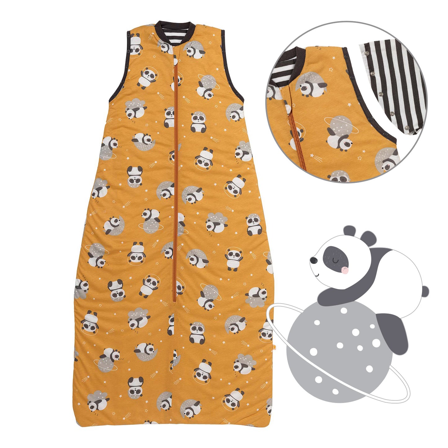 Babyschlafsack 1.0 TOG_Panda_Vorderseite mit Armausschnitt_1187