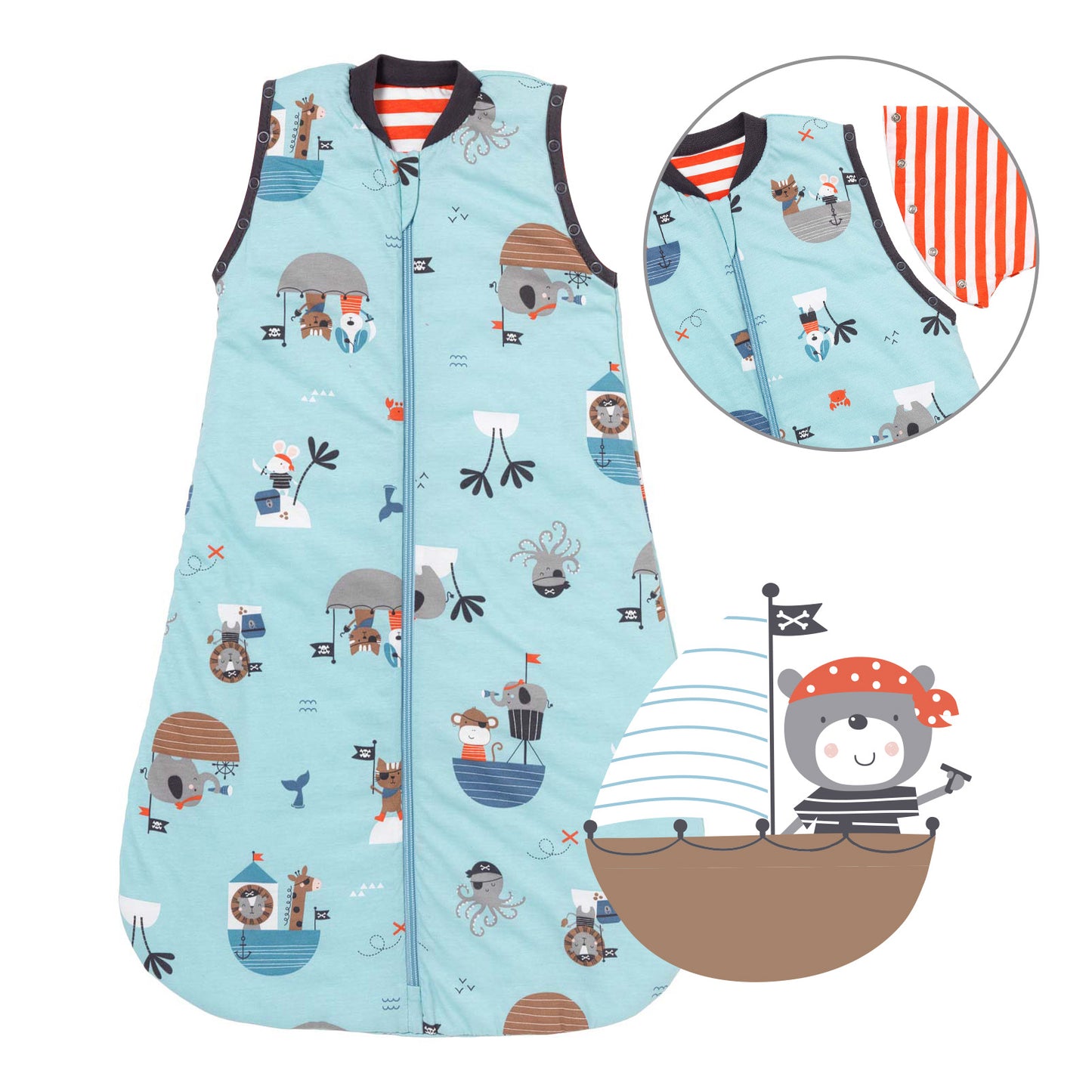 Babyschlafsack 1.0 TOG_Pirat_Vorderseite mit Armausschnitt_1187