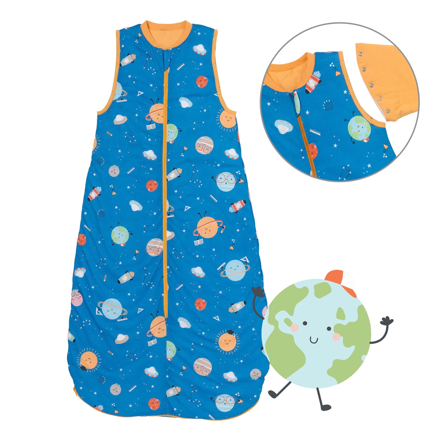 Babyschlafsack 1.0 TOG_Space_Vorderseite mit Armausschnitt_1187