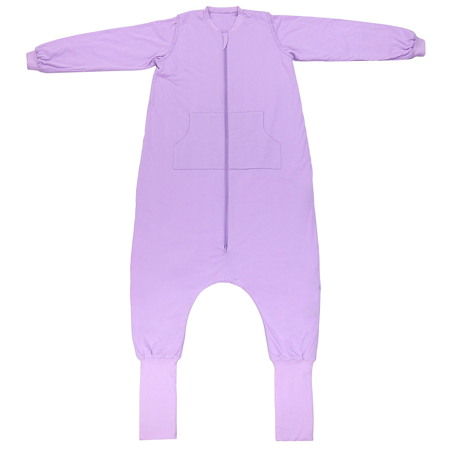 Schlafsack mit Füßen für Erwachsene mit umklappbaren Bündchen und Ärmeln 1.0 TOG_Lavendel_Vorderseite_1190